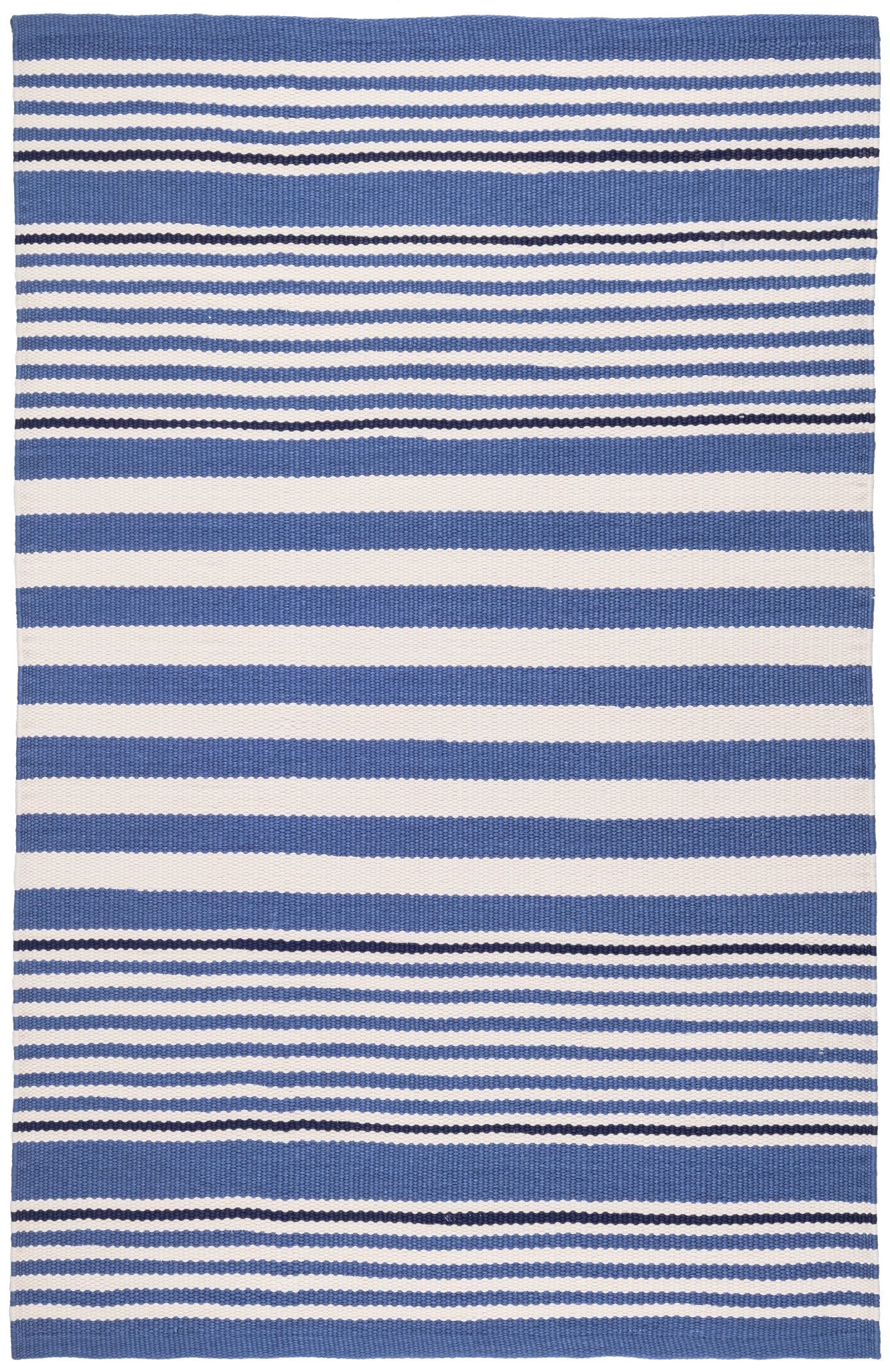 Rugby Stripe Denim Handwoven Indoor/Outdoor Rug - Image 1
