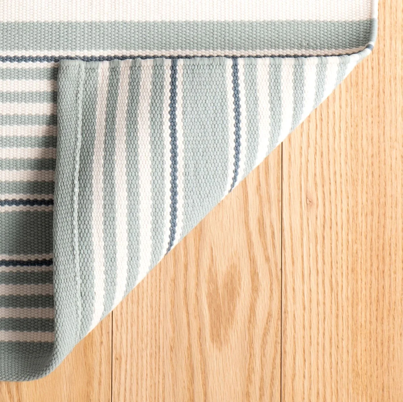 Rugby Stripe Light Blue Handwoven Indoor/Outdoor Rug - Image 3