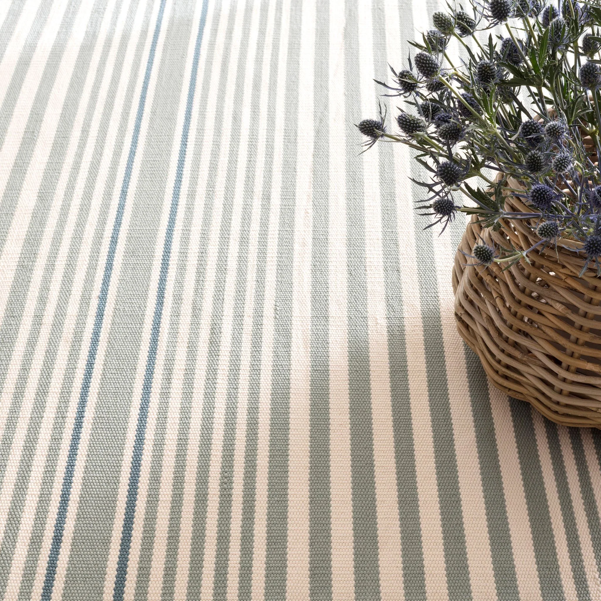 Rugby Stripe Light Blue Handwoven Indoor/Outdoor Rug - Image 2