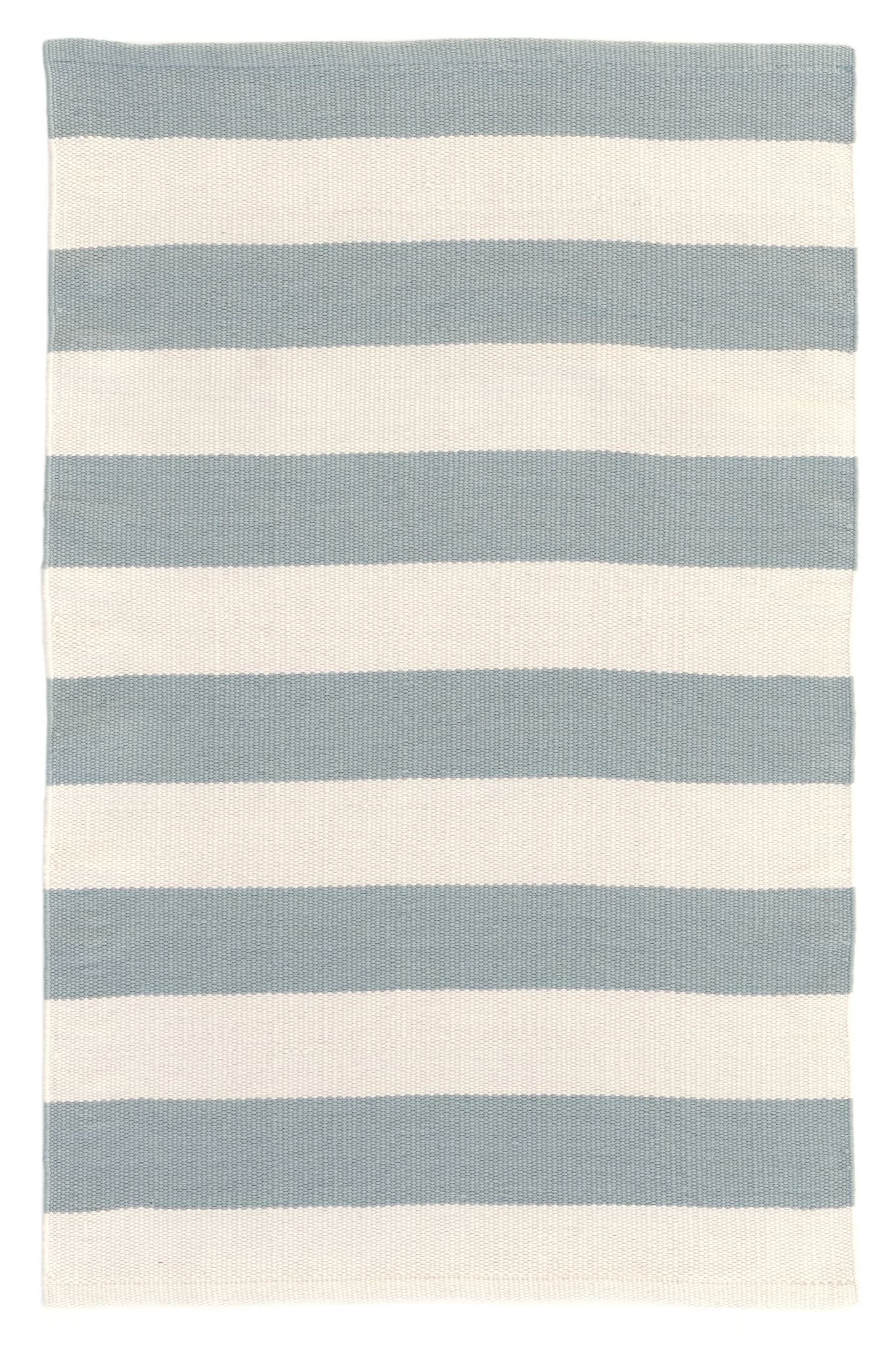 Catamaran Stripe Light Blue/Ivory Handwoven Indoor/Outdoor Rug - Image 1
