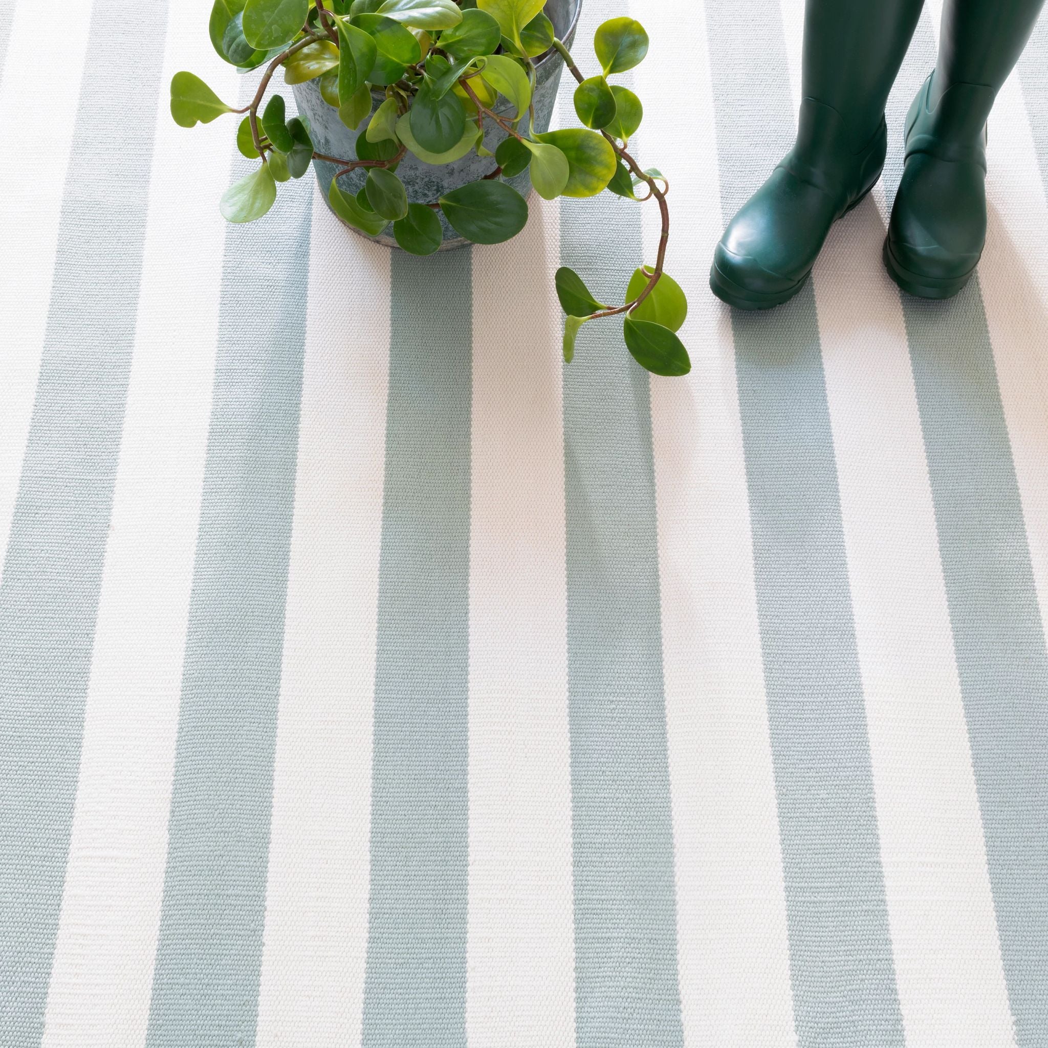 Catamaran Stripe Light Blue/Ivory Handwoven Indoor/Outdoor Rug - Image 2