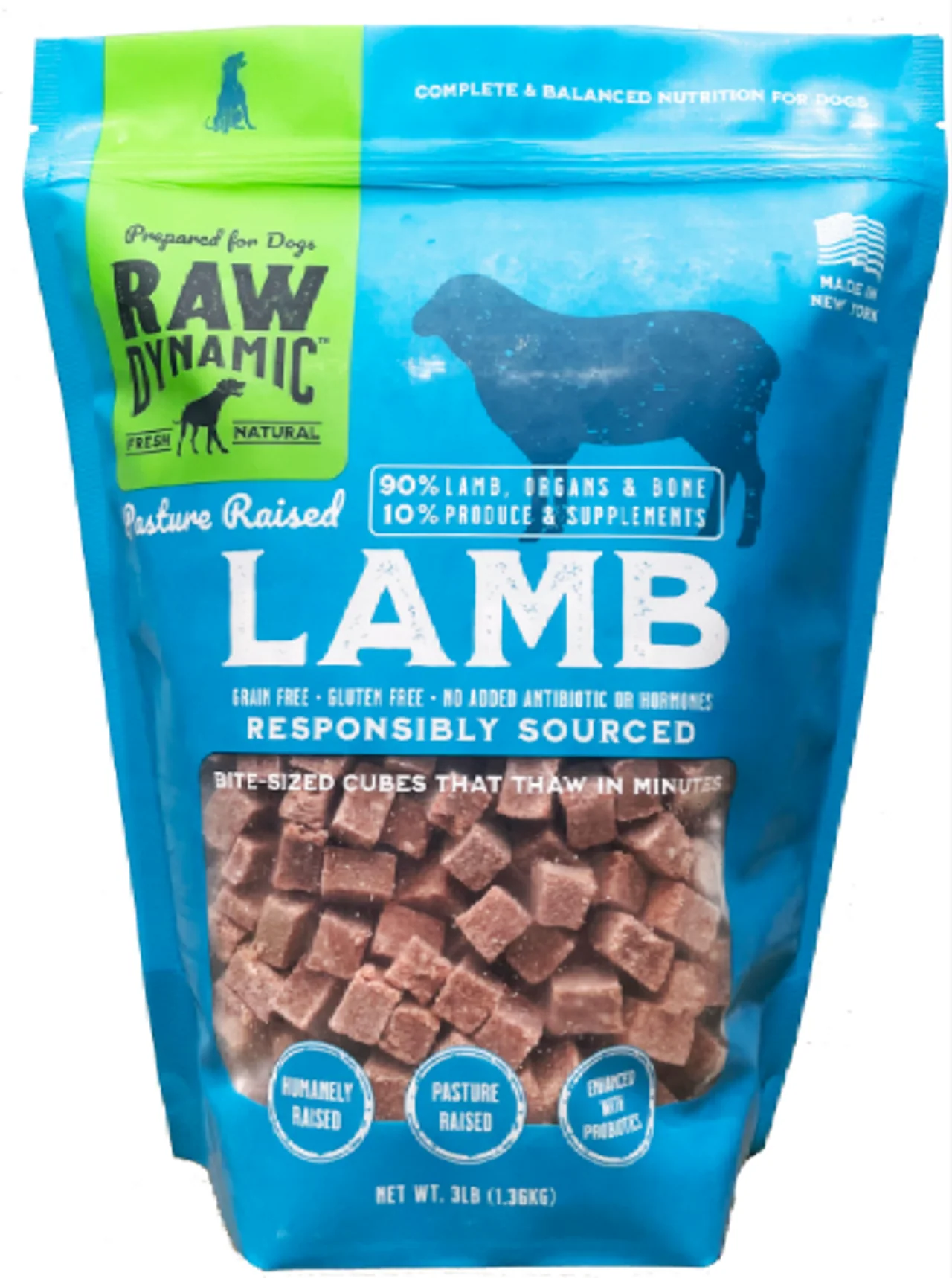 Raw Dynamic Frozen Dog Food Lamb 3lb - Image 1