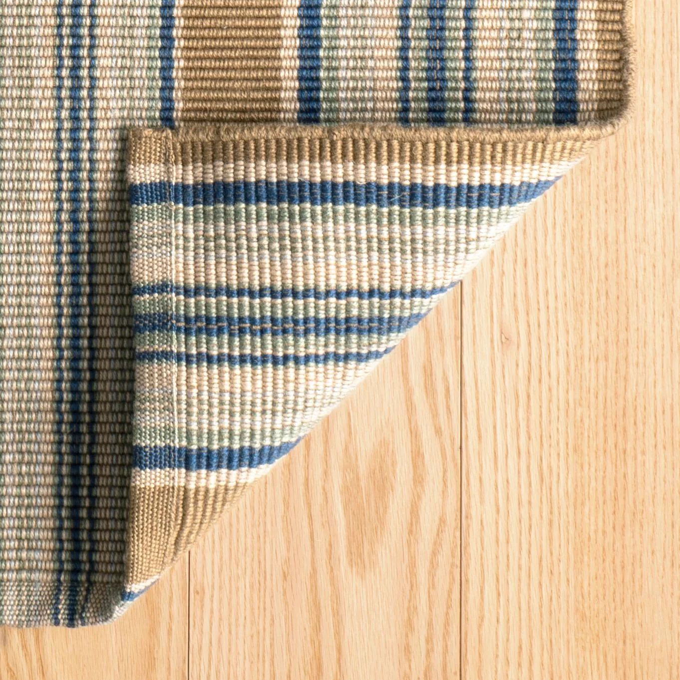 Blue Heron Stripe Handwoven Cotton Rug - Image 2