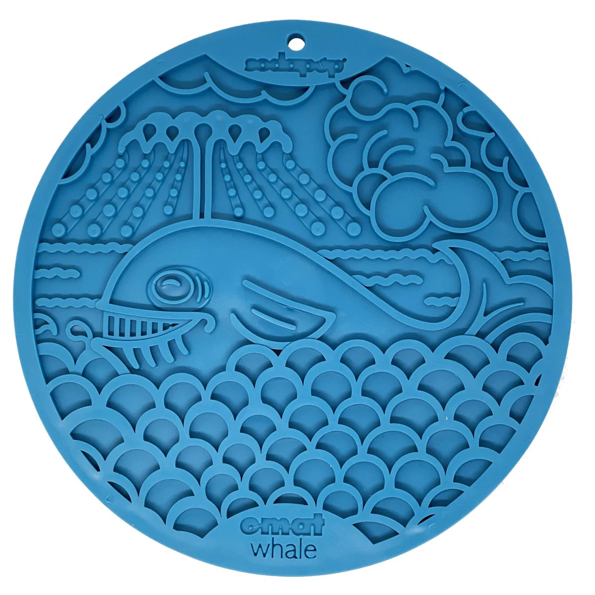 SodaPup eMat Enrichment Lick Mat Whale with Suction Cups Blue 8in - Image 1