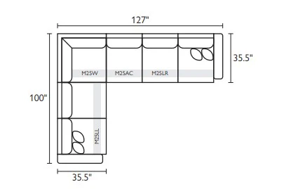 M25W/M25CR/M25AC/M25AC/M25LL Best Home Furnishings Dovely Sectional - Eggshell OTF - Image 2