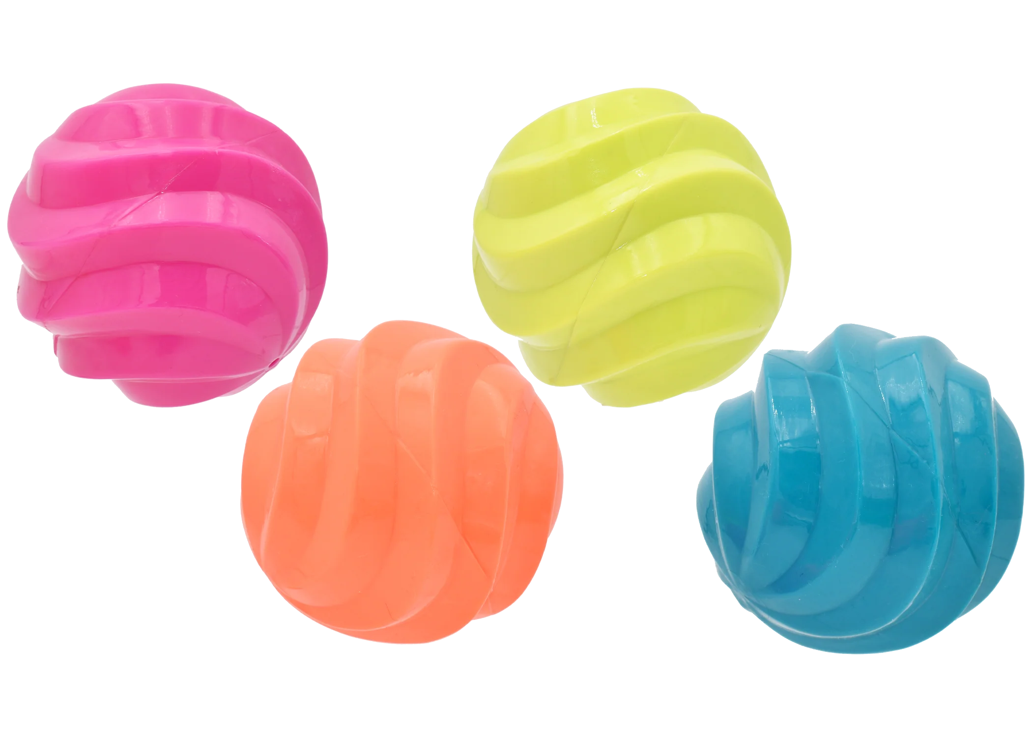 Multipet Latex Dog Toy Spiral Balls 4in Assorted - Image 1