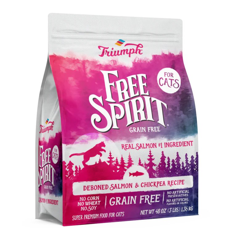 Triumph Free Spirit Grain Free Salmon & Chickpea Recipe Cat Food 3lb bag - Image 1
