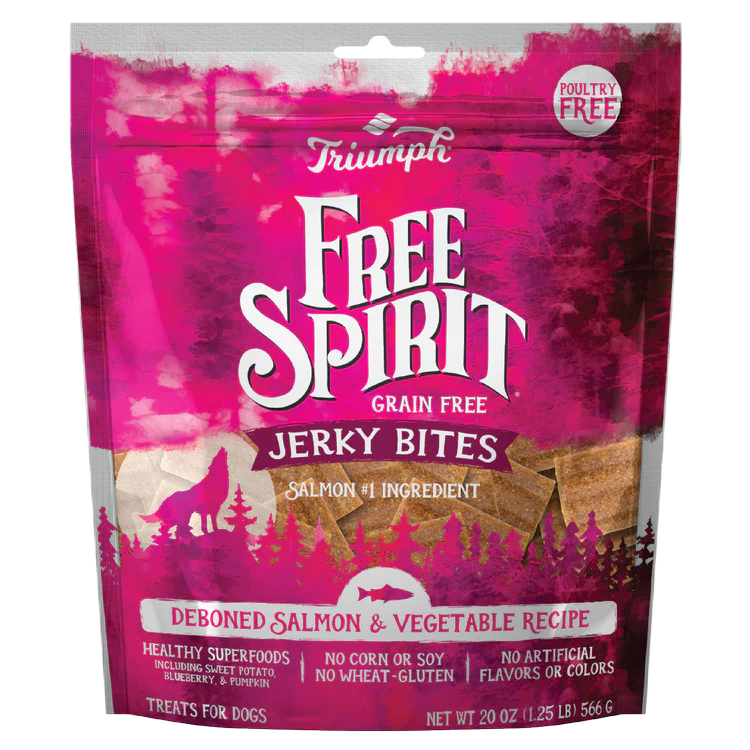 Triumph Free Spirit Grain Free Salmon & Vegetable Recipe Jerky Bites 20oz bag - Image 1