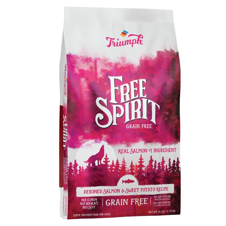 Triumph Free Spirit Grain Free Salmon & Sweet Potato Recipe Dog Food 28lb bag - Image 1
