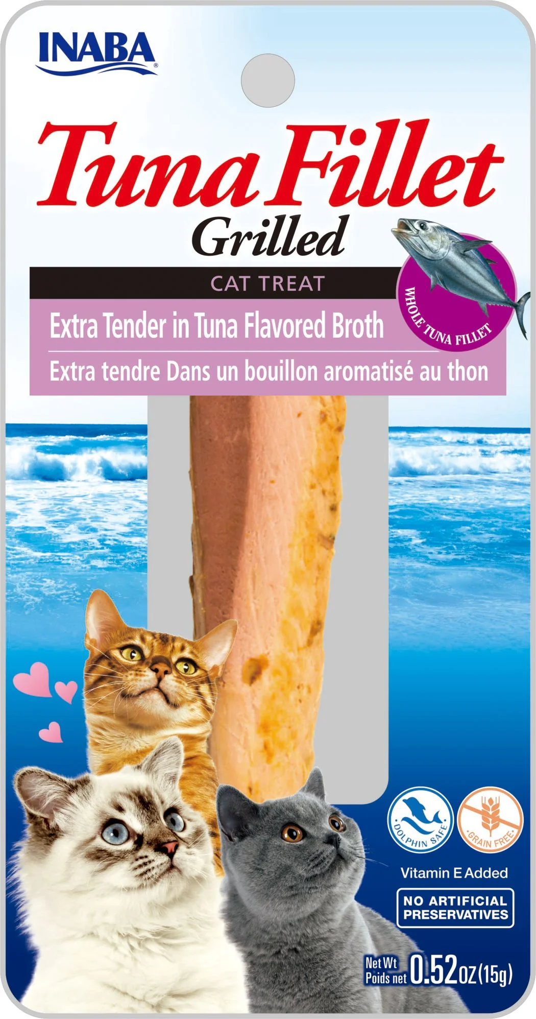 Inaba Ciao Grain-Free Extra Tender Cat Treat, Grilled Tuna Fillet in Tuna Flavored Broth, 1 Fillet - Image 1
