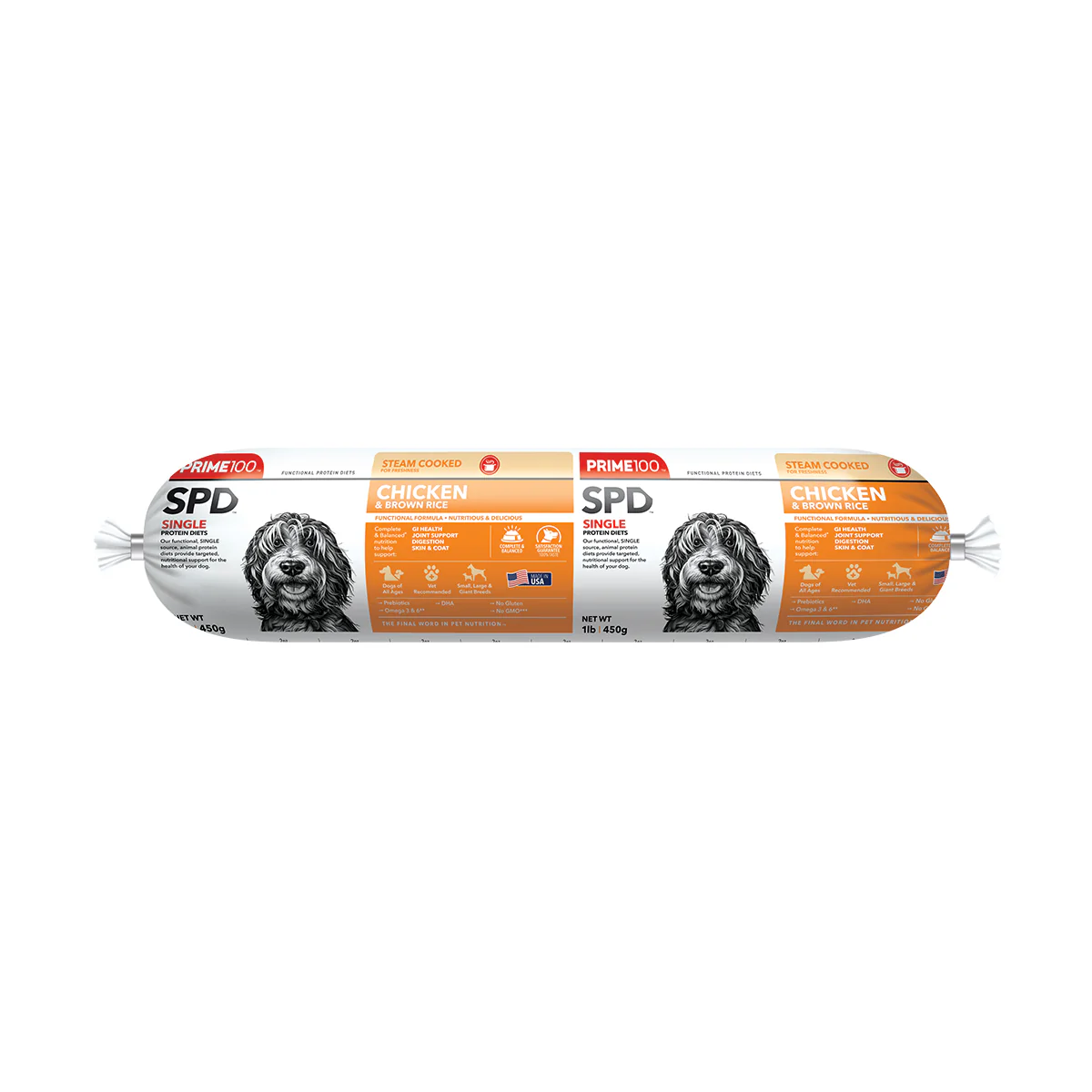 Prime100 SPD Fresh Roll Chicken & Brown Rice 1lb - Image 1