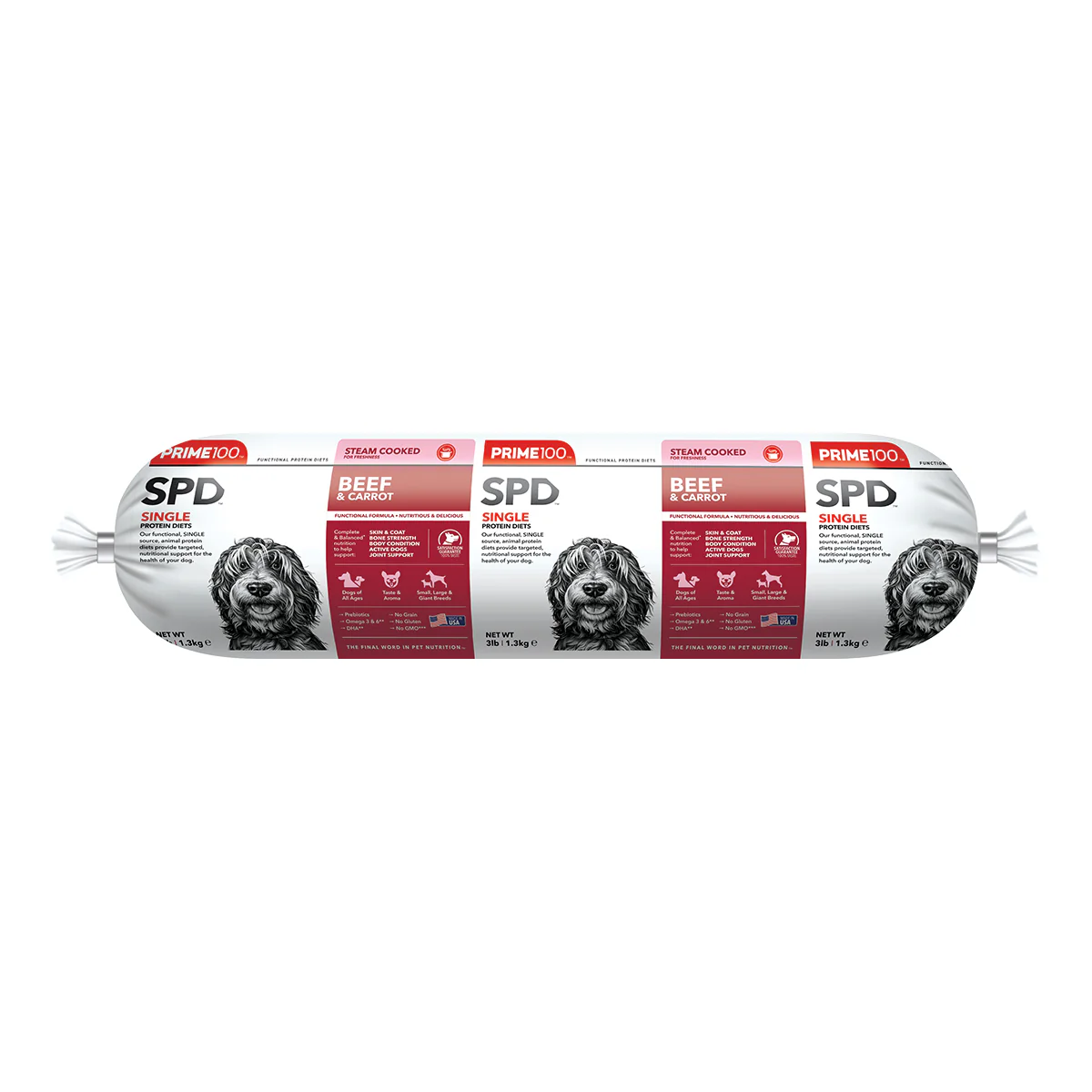 Prime100 SPD Fresh Roll Beef & Carrot 3lb - Image 1