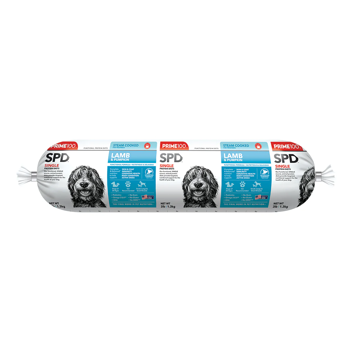 Prime100 SPD Fresh Roll Lamb & Pumpkin 3lb - Image 1