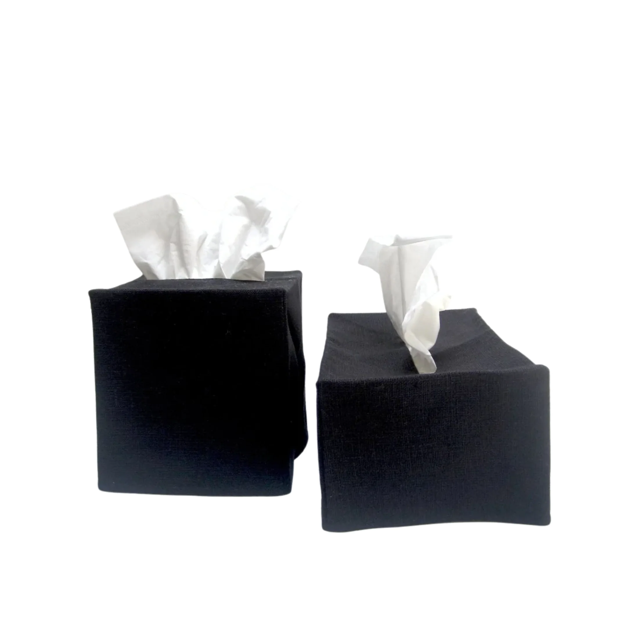 Savannah Black Linen Tissue Covers - Image 1