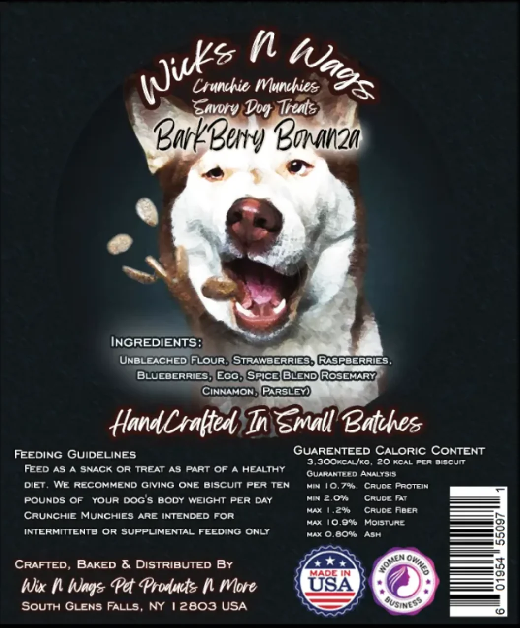Wicks N Wags Crunchy Munchies Dog Treats Barkberry Bonanza 3oz - Image 1