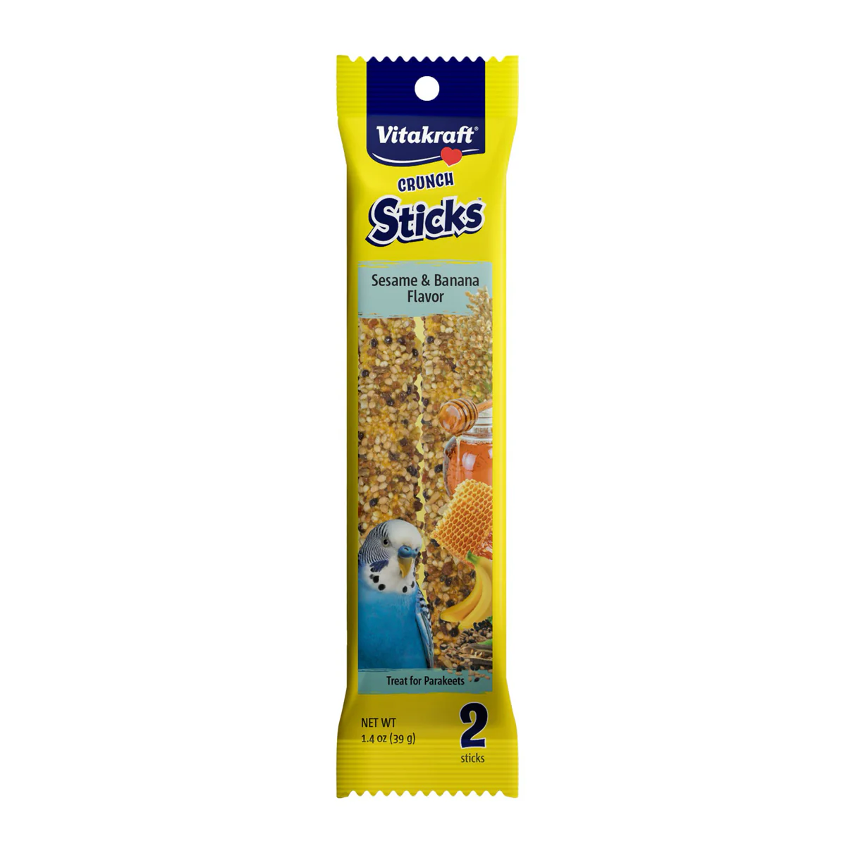 Vitakraft Crunch Sticks Parakeet Treats, Sesame & Banana, 2pk - Image 1