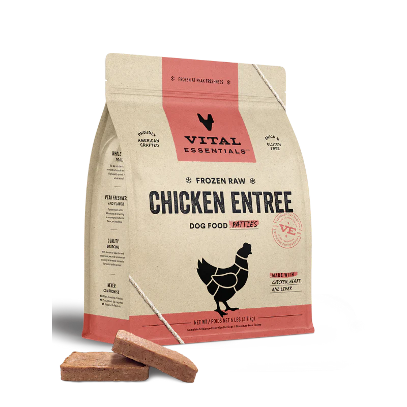 Vital Essentials Raw Frozen Patties Chicken Dog Food 4.5lb - Image 1