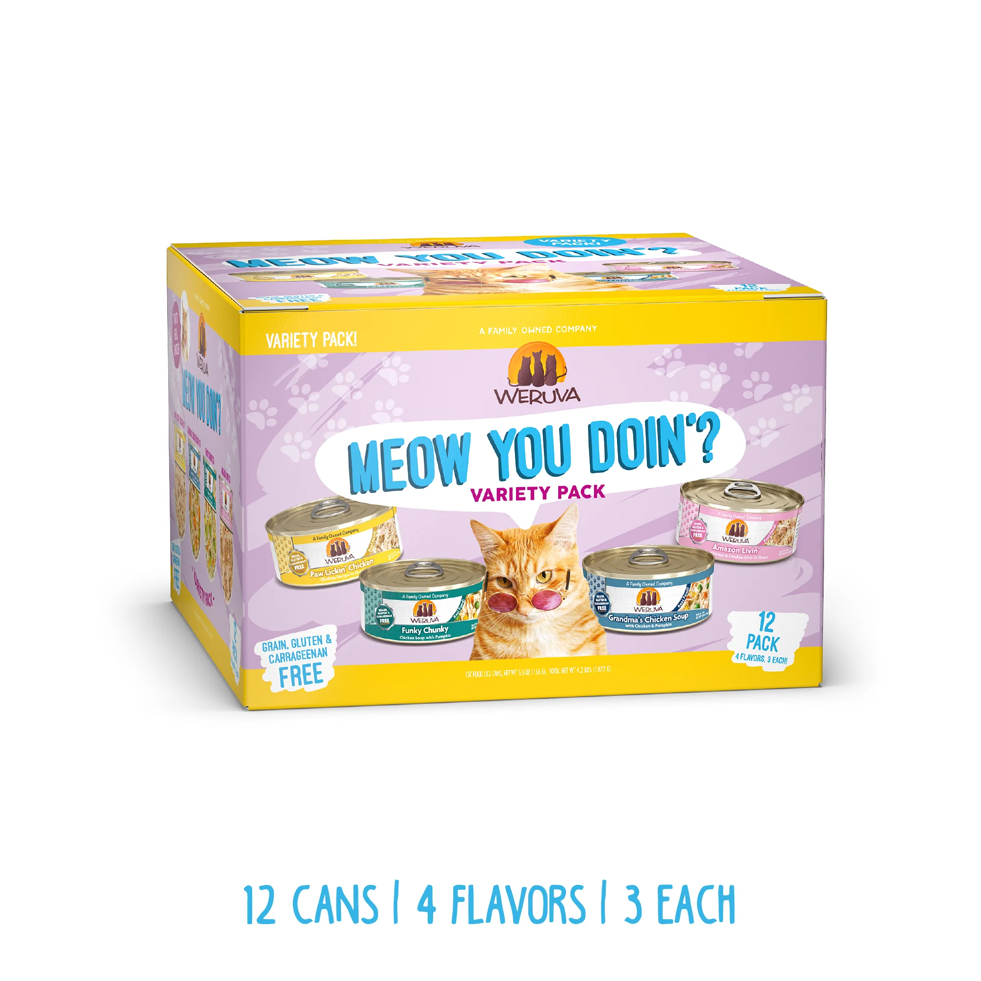 Weruva Classics Variety 12 Pack Canned Cat Food 3oz Meow You Doin