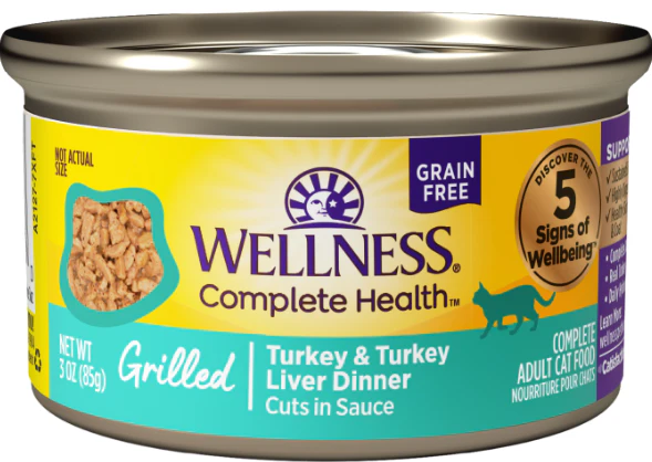 Wellness Can Cat Complete Health Grilled Turkey & Liver Dinner Cuts in Sauce 3oz - Image 1