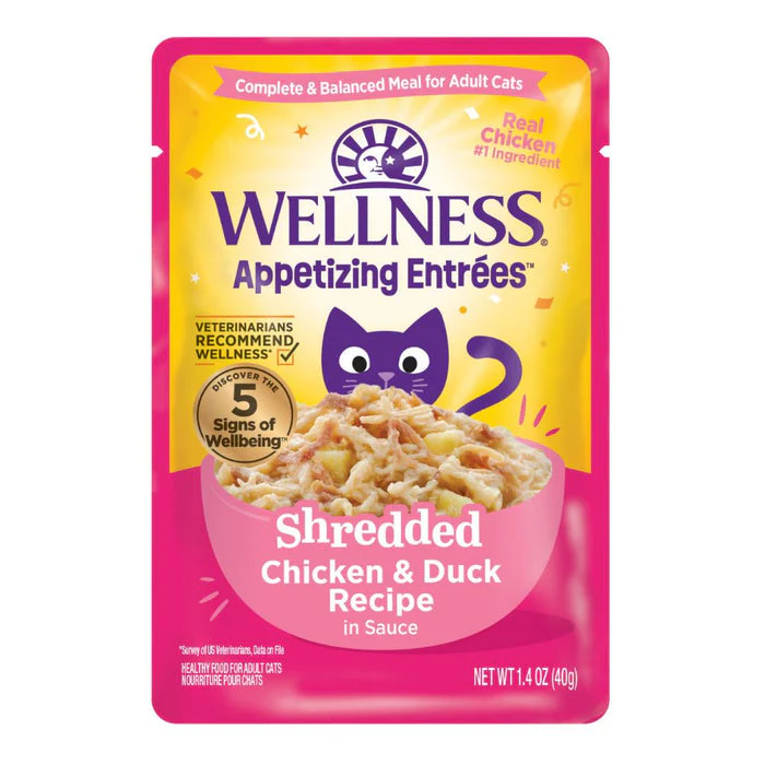 Wellness Cat Appetizing Entrees Shredded Chicken & Duck in Sauce 1.4oz - Image 1