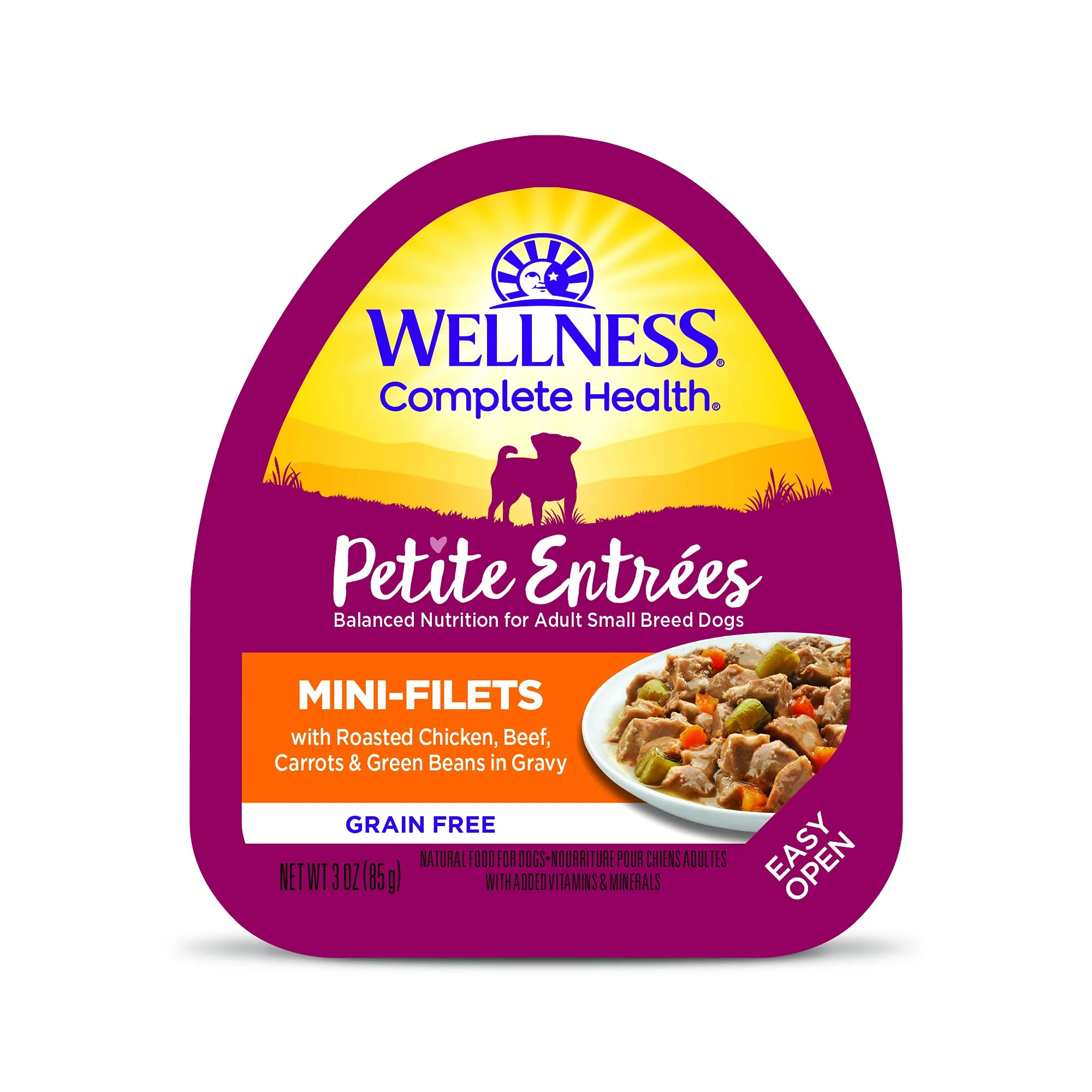 Wellness Petite Entrées Mini-Filets with Roasted Chicken, Beef, Carrots, & Green Beans in Gravy 3oz Cup - Image 1