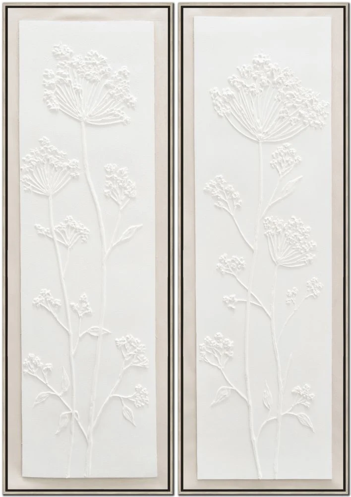 XFRC25125-6 Streamline Art White Flora Set of 2 16×48