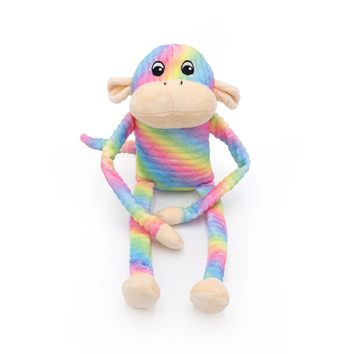 ZippyPaws Spencer the Crinkle Monkey - Large Rainbow - Image 1