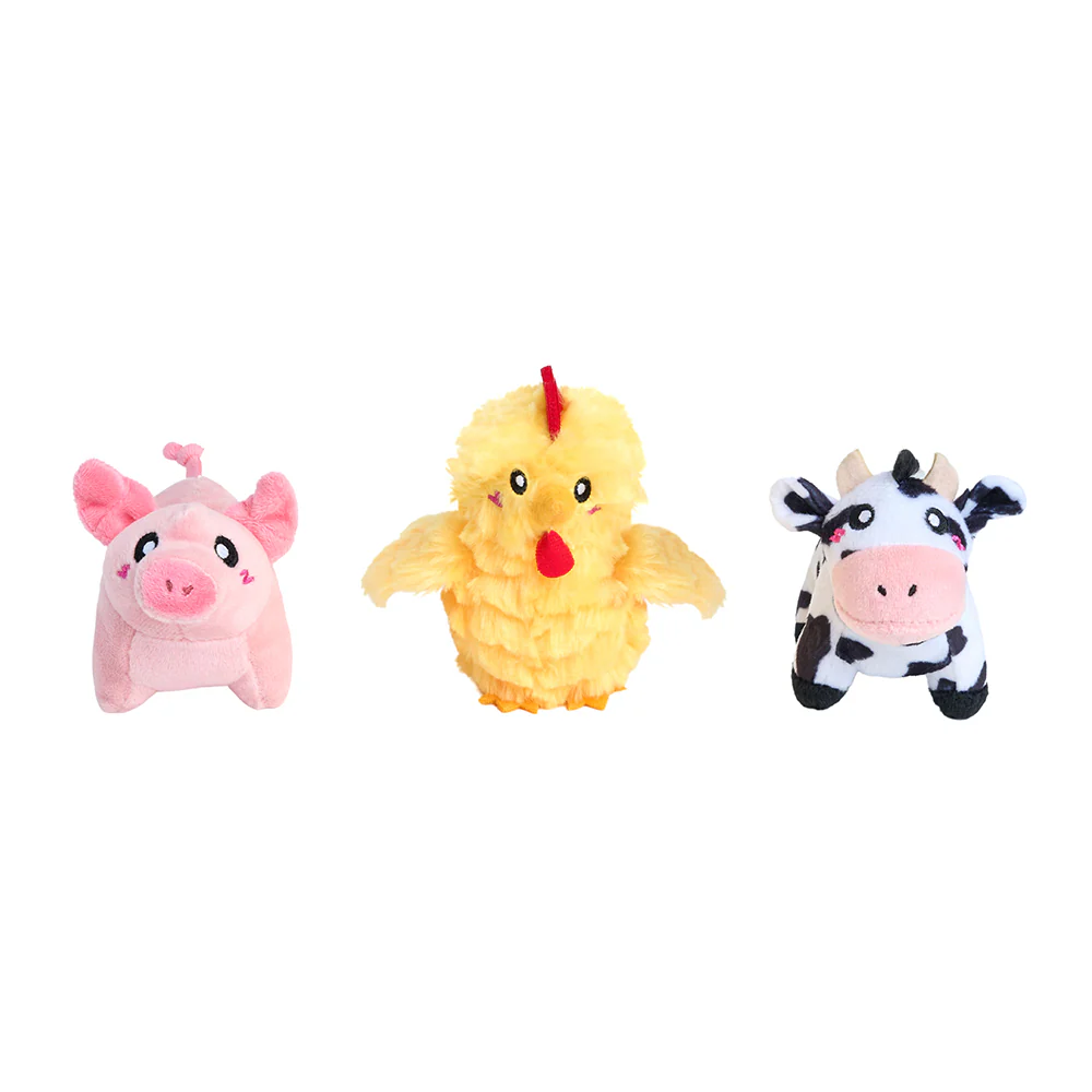 Zippypaws Plush Dog Toy Miniz 3 Pack Barnyard Friends - Image 1