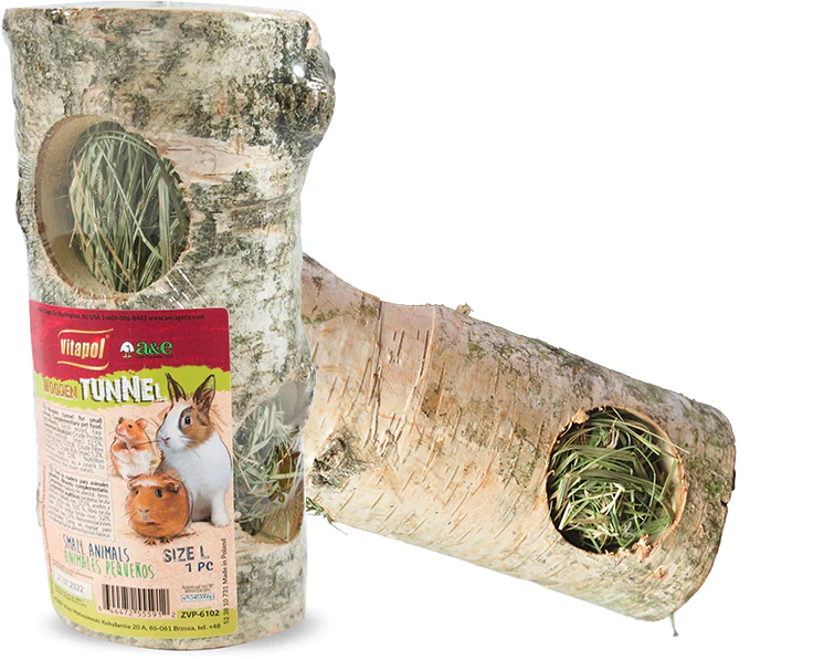 A&E Cage Co  Wooden Tunnel with Hay – Large