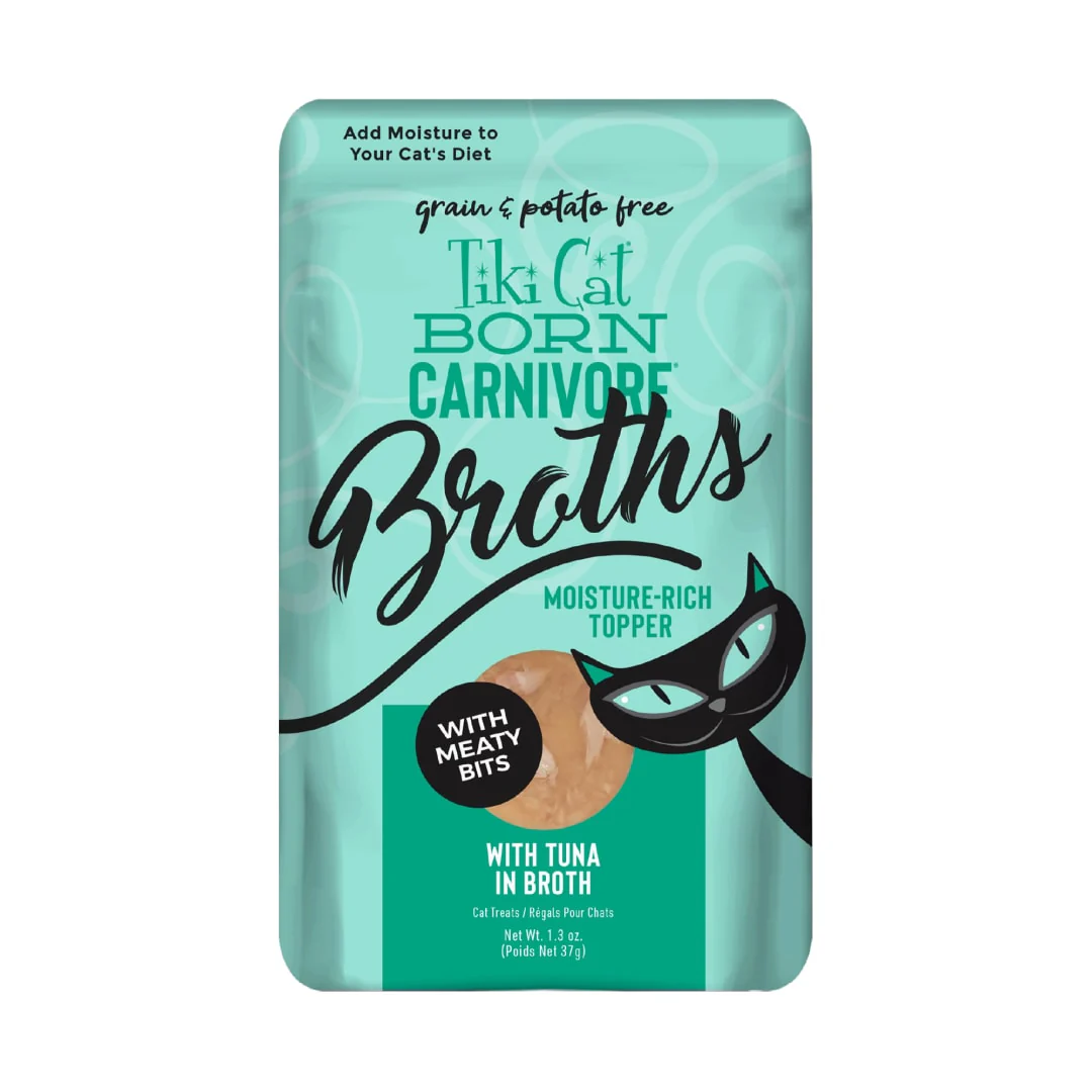 Tiki Cat Born Carnivore Broths Wet Cat Food Topper Tuna 1.3oz Pouch - Image 1