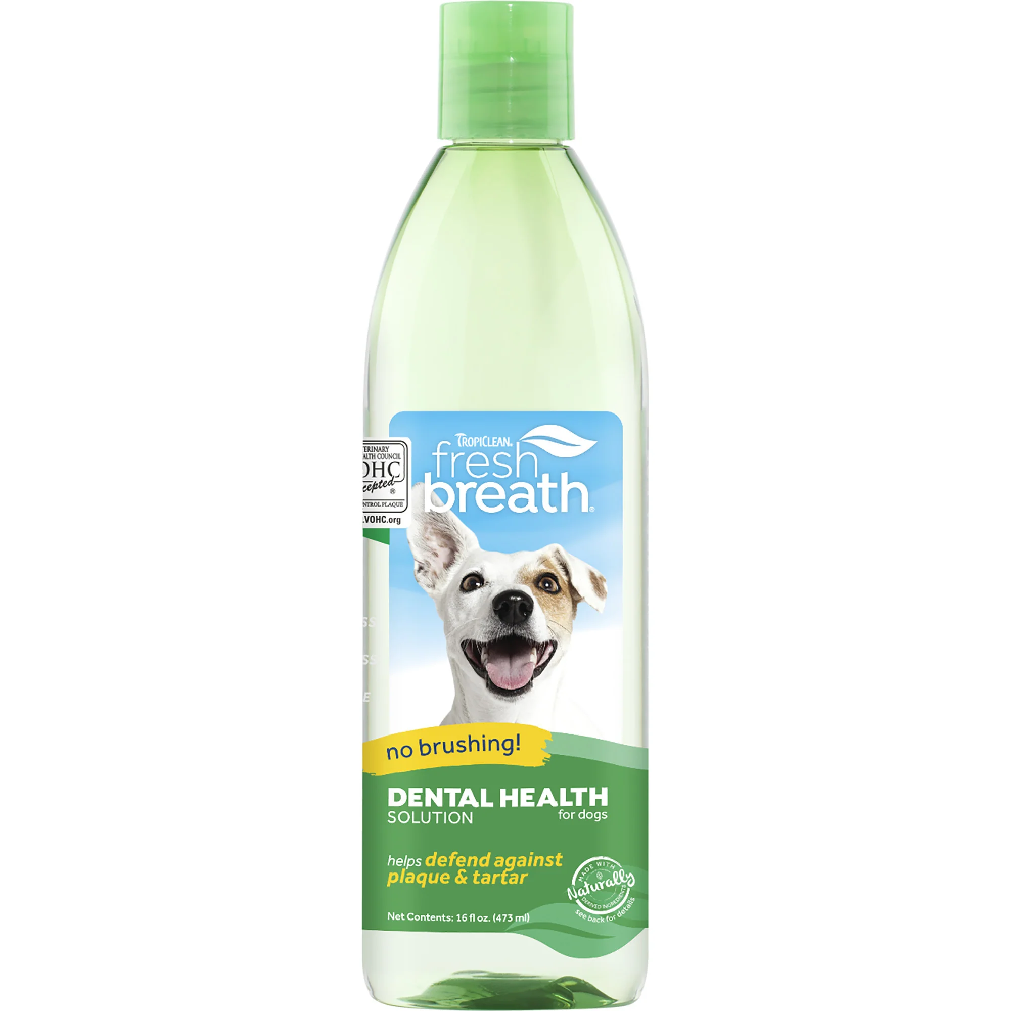 TropiClean Fresh Breath Dental Health Solution for Dogs, 16oz - Image 1