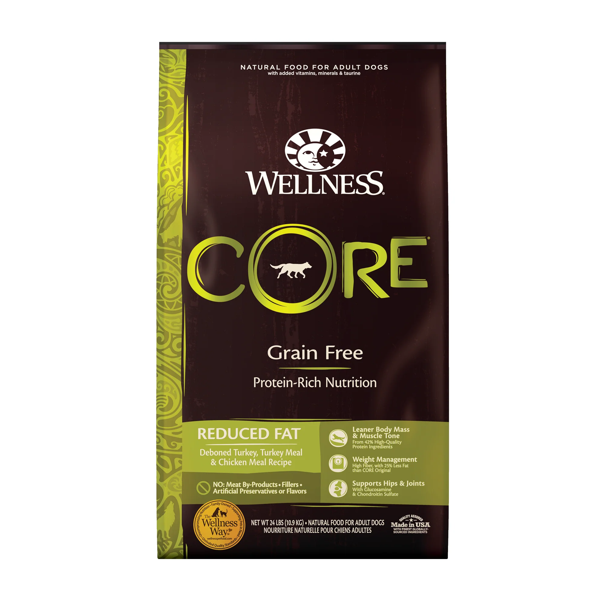 Wellness CORE Natural Grain Free Dry Dog Food Reduced Fat 24lb Bag - Image 1