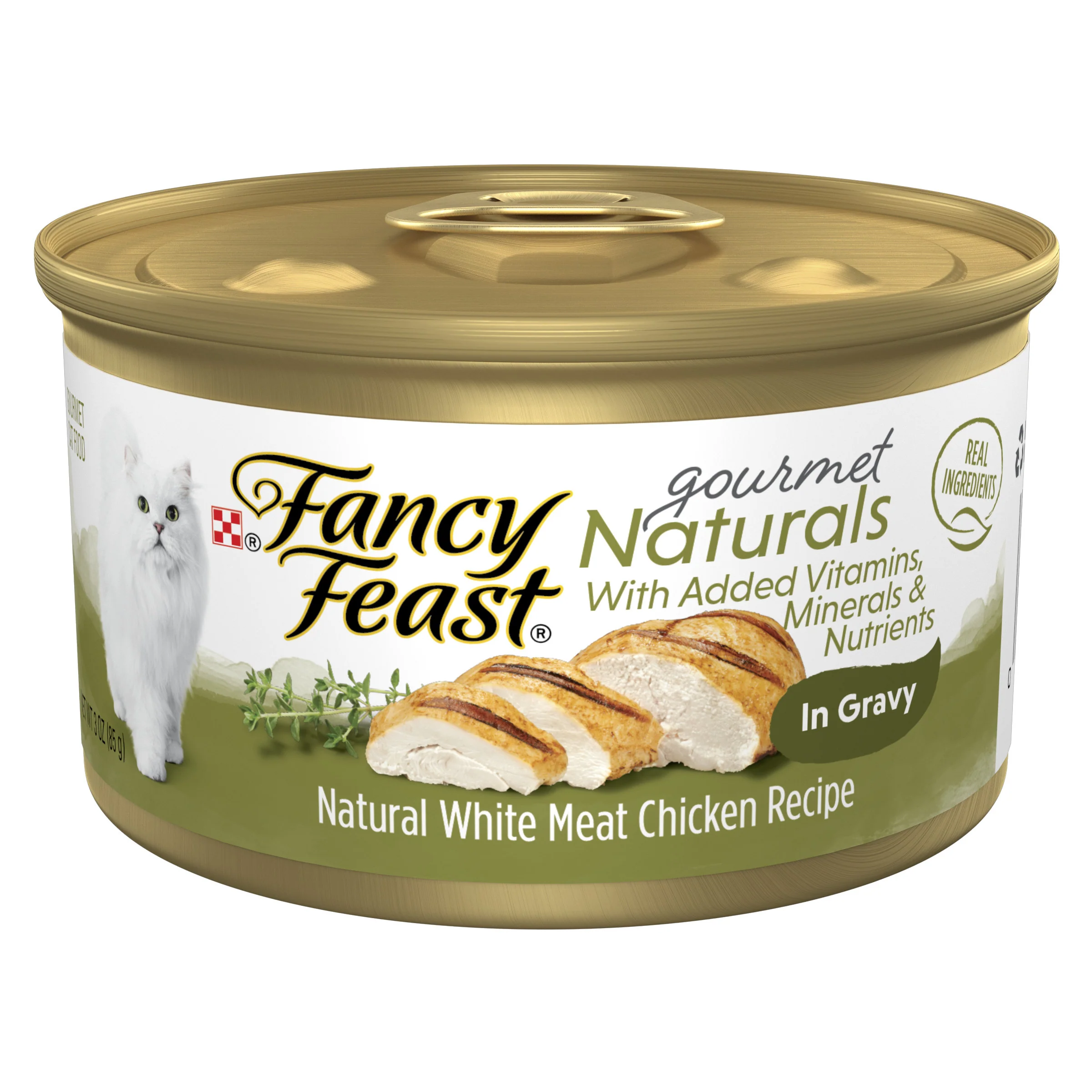 Purina Fancy Feast Wet Cat Food Gourmet Naturals White Meat Chicken Recipe in Gravy 3oz - Image 1