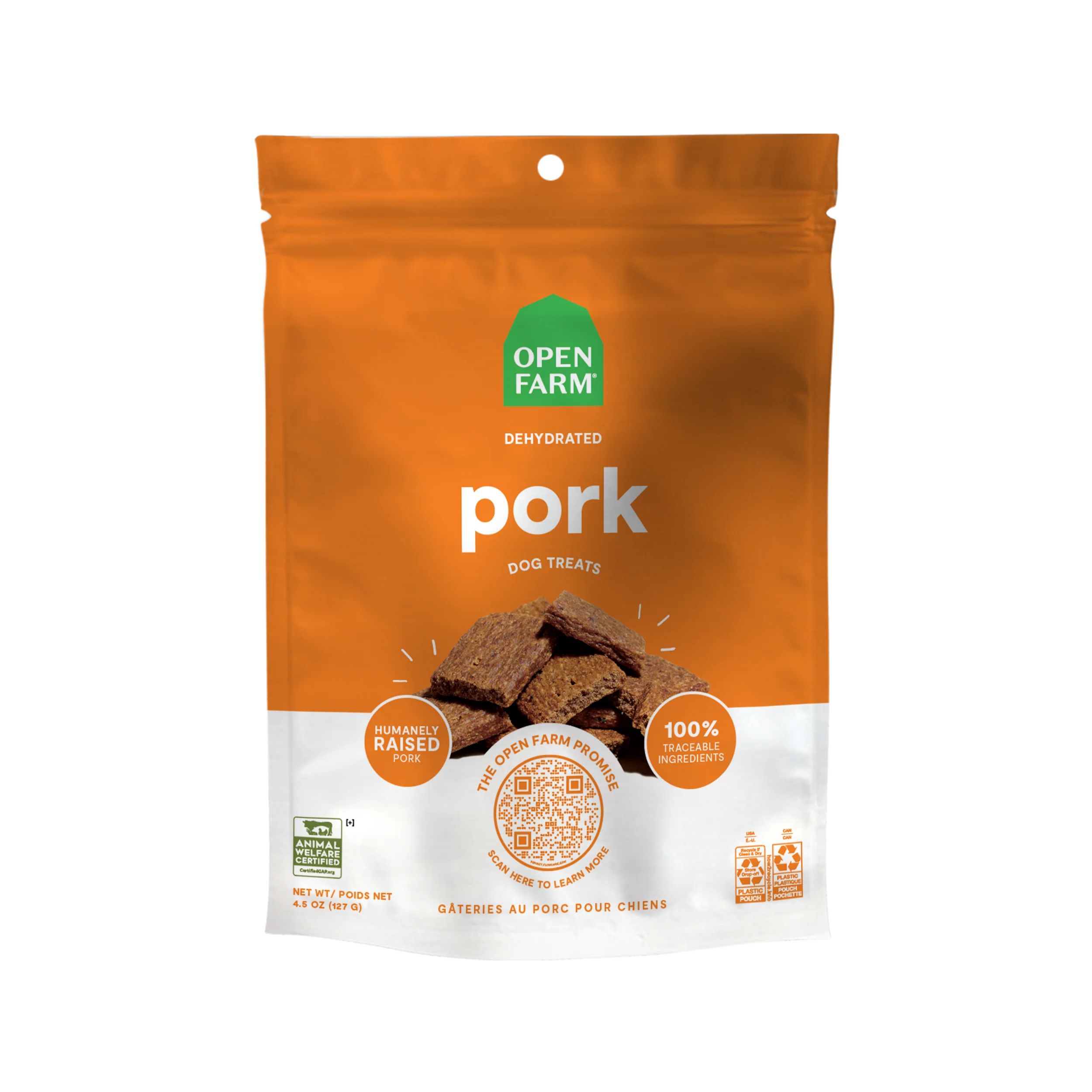 Open Farm Dehydrated Pork Treats For Dogs 4.5oz Bag
