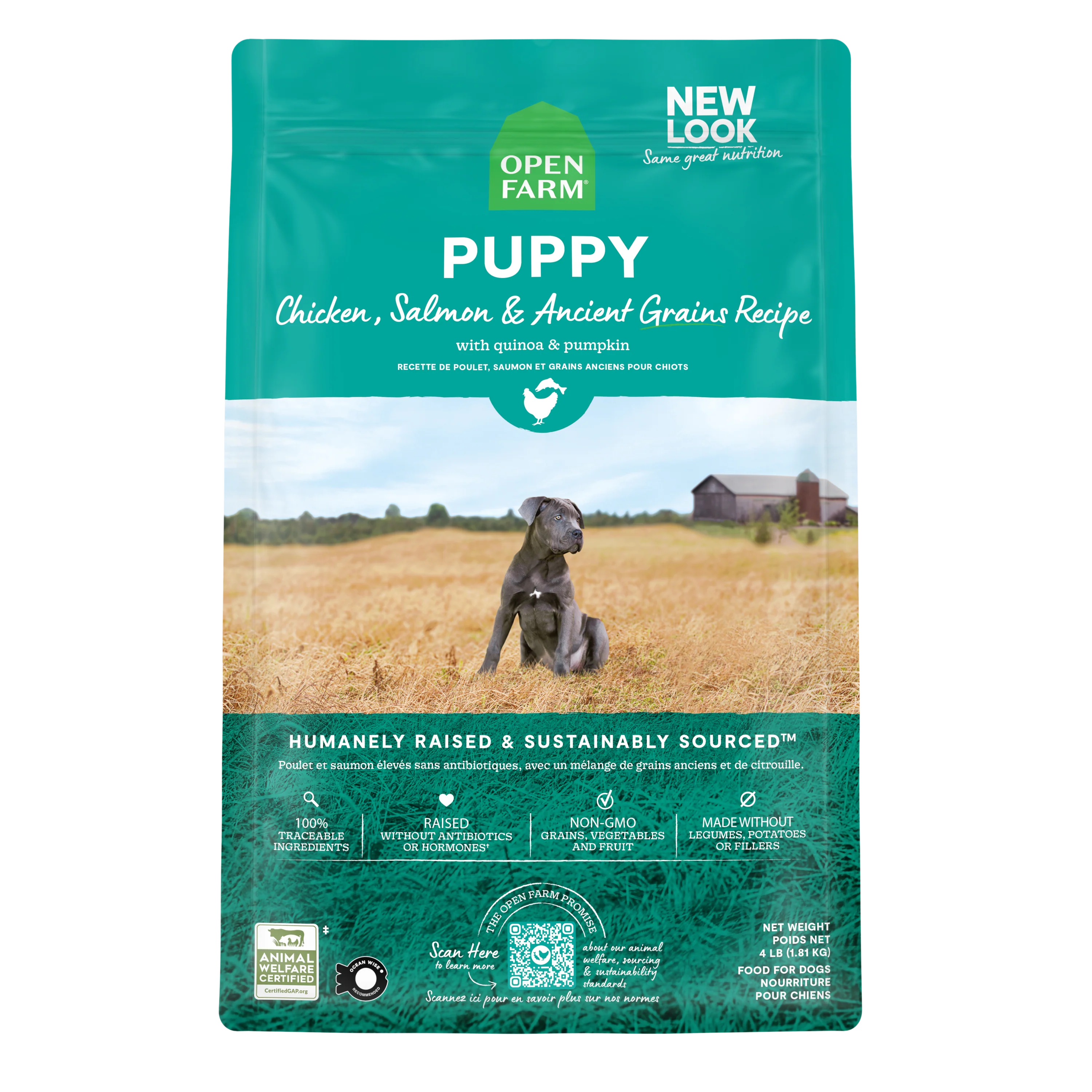 Open Farm Puppy & Ancient Grains Recipe Kibble For Dog 22lb Bag