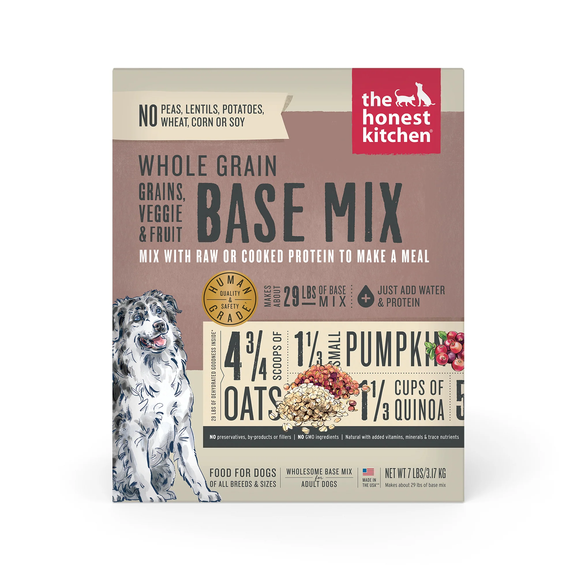 The Honest Kitchen Dehydrated Whole Grain, Veggie & Fruit Base Mix Dog Food (Just Add Protein), 7lb - Image 1