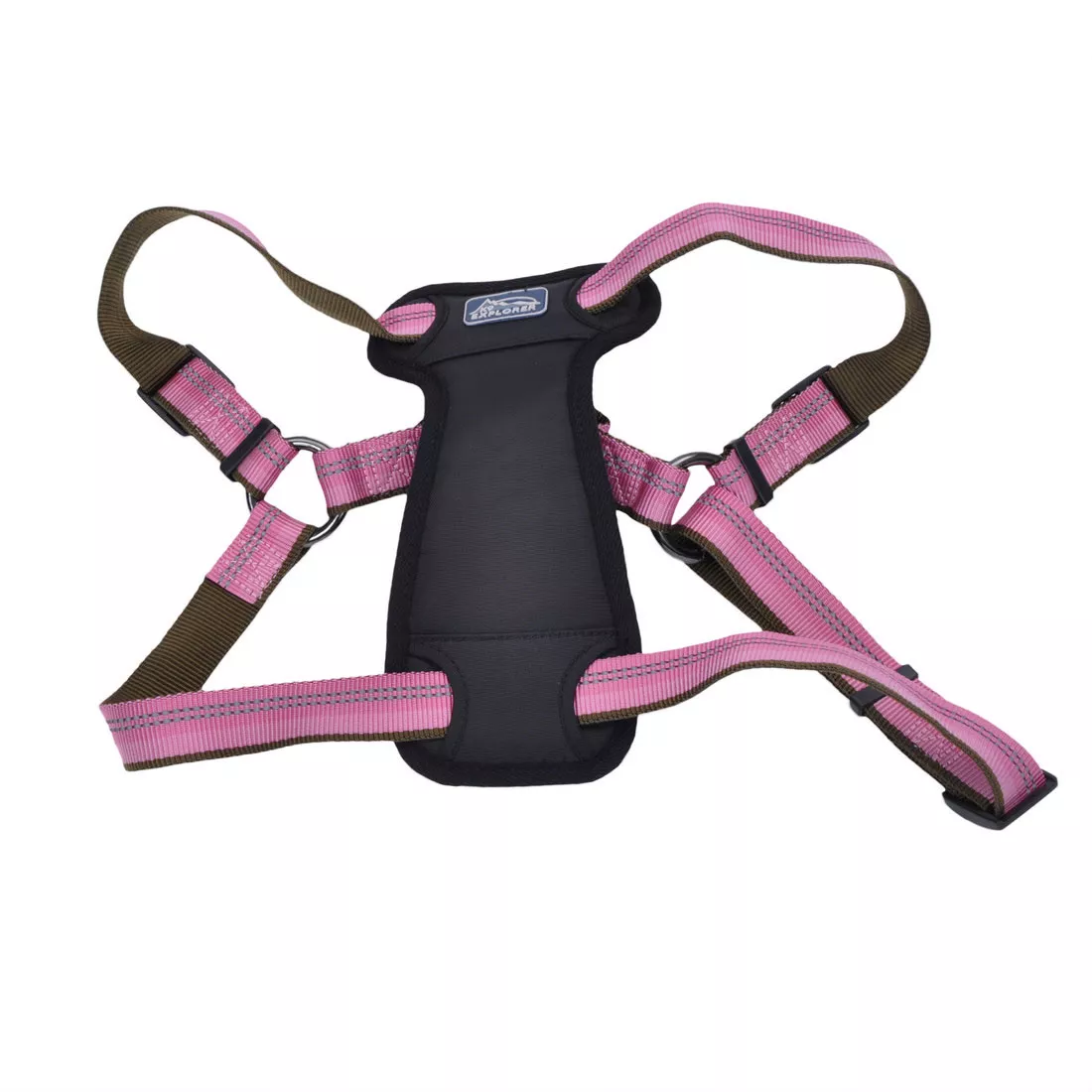 Coastal K9 Explorer Reflective Adjustable 5/8in Wide 12-18in Padded Dog Harness Rosebud - Image 1
