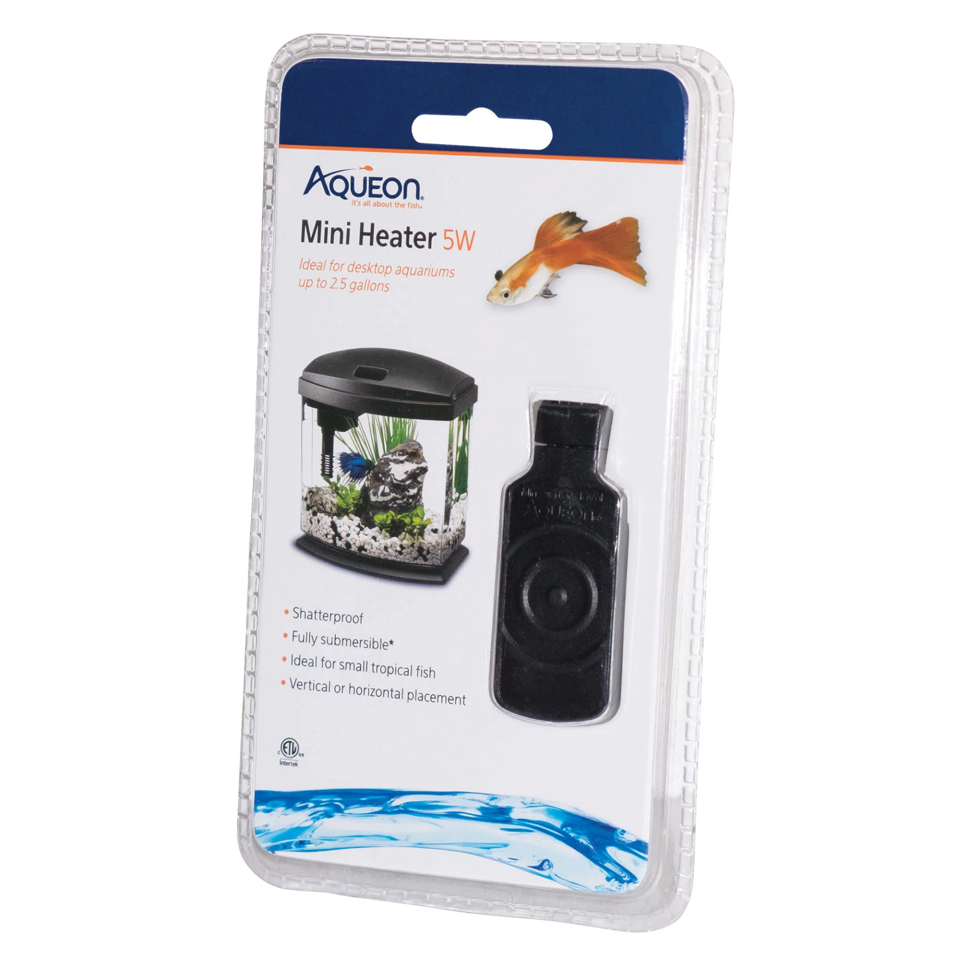 Aqueon Submersible Aquatic Flat Heater Mini Up to 2.5 Gallons, Black, 5 Watts - Image 1