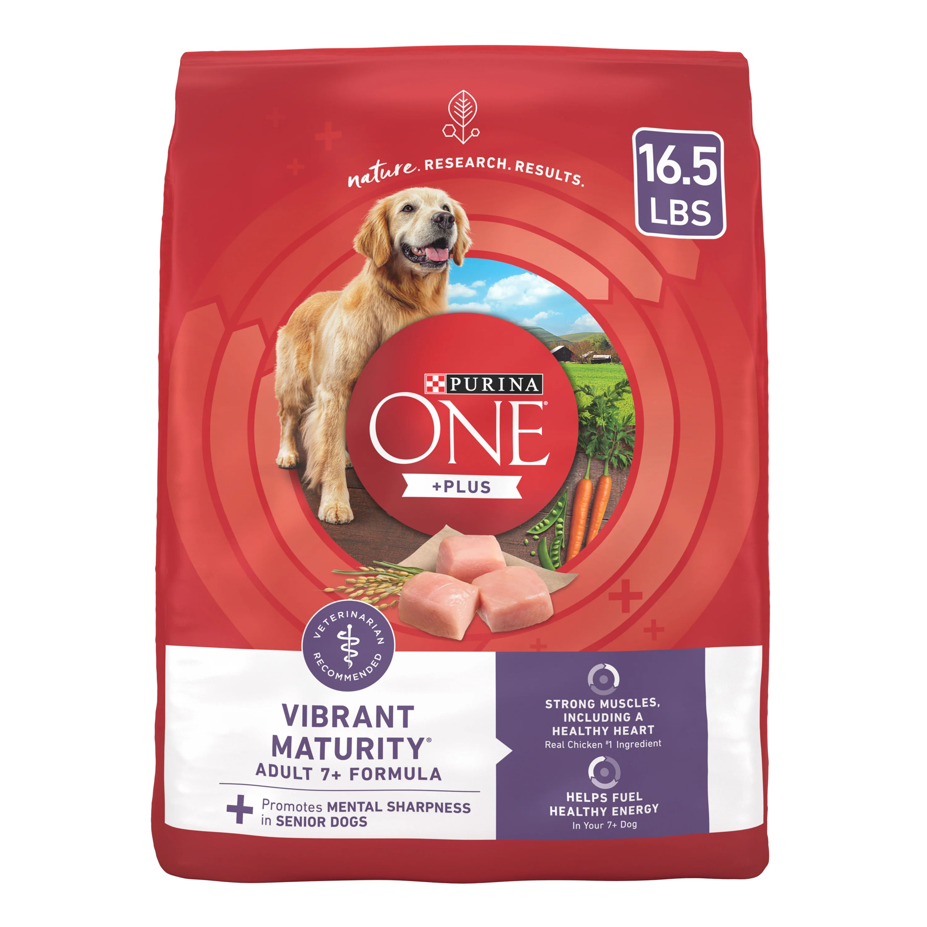 Purina One High Protein Dry Senior Dog Food Plus Vibrant Maturity Adult 7 Plus Formula 16.5lb - Image 1
