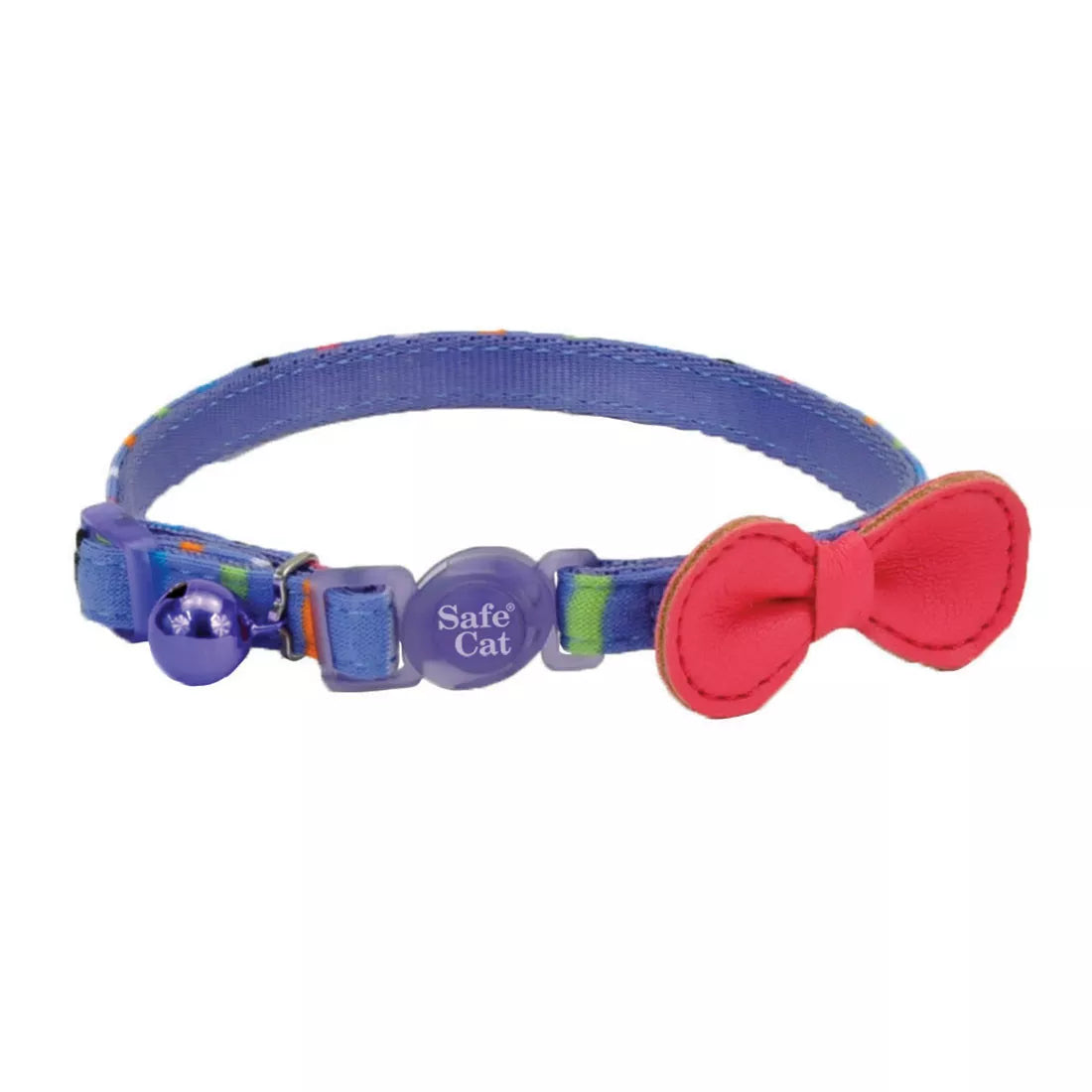 Coastal Safe Cat 3/8in Wide 8-12in Embellished Fashion Breakaway Collar Stripe Blue - Image 1