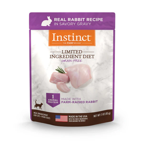 Instinct Limited Ingredient Diet Grain-Free Pate Real Rabbit Recipe Wet Cat Food Topper 3oz Pouch - Image 1