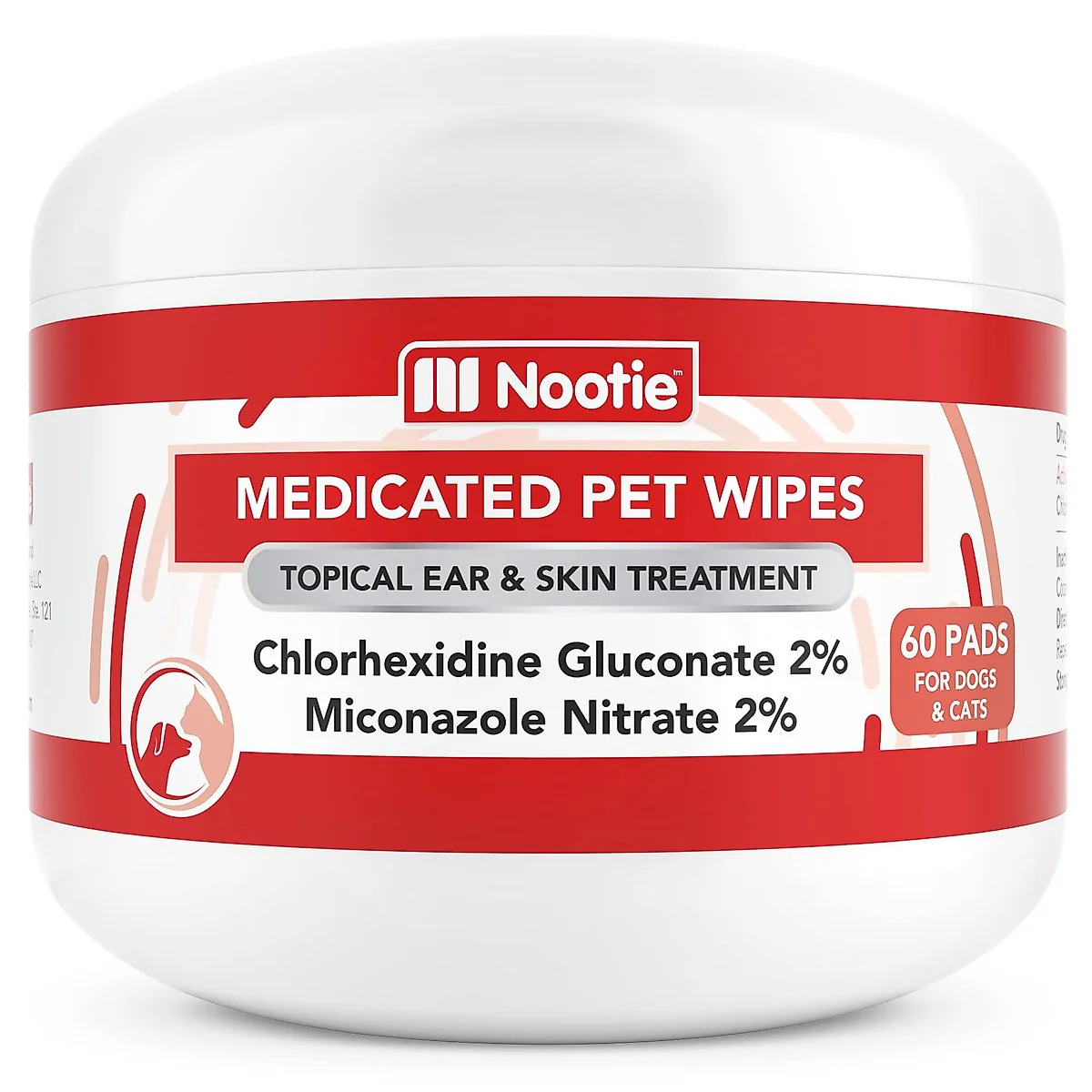 Nootie Medicated Dog Wipes Chlorhexidine & Miconazole 2in Small Wipes 60ct - Image 1