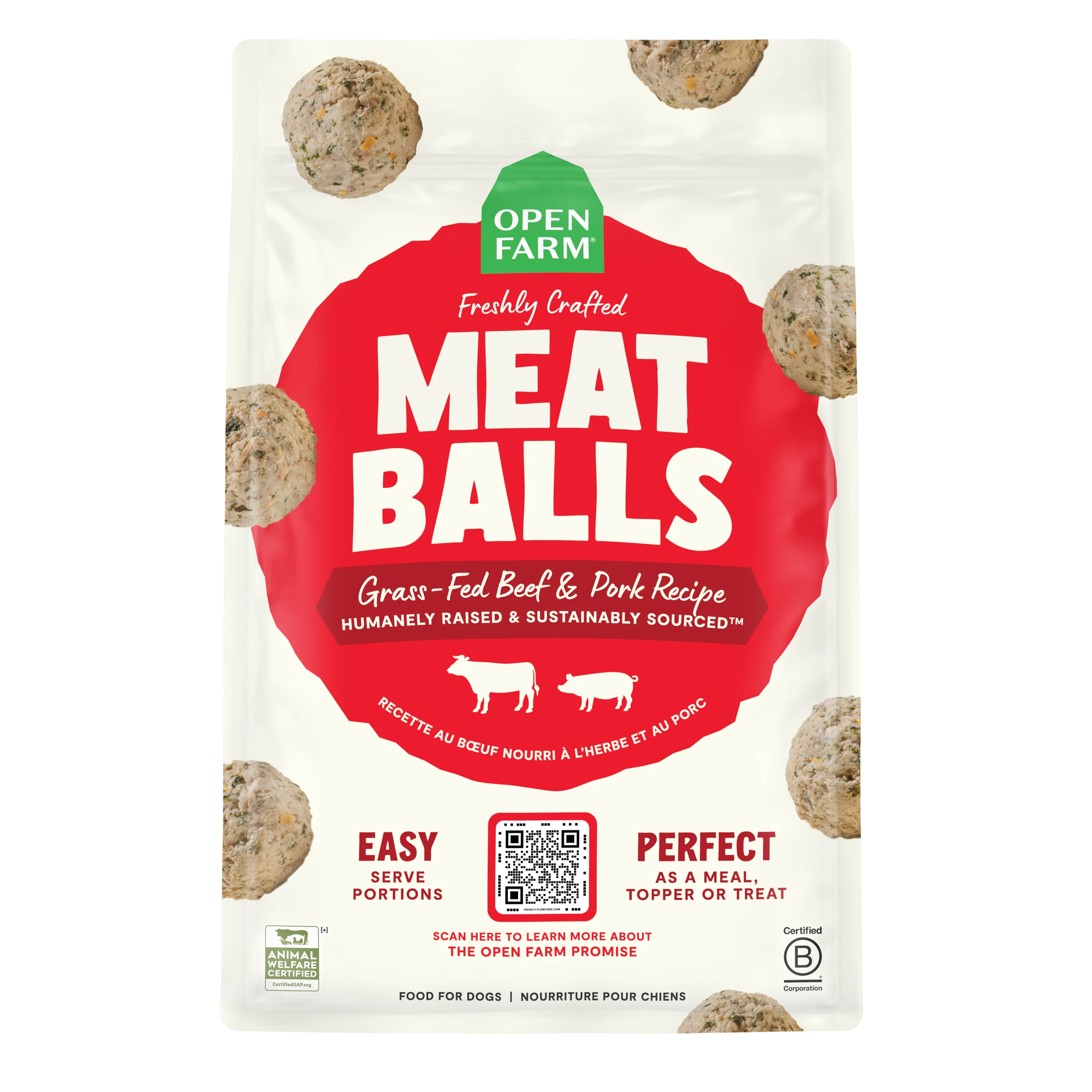 Open Farm Open Farm Freshly Crafted Meatballs – Grass-Fed Beef & Pork Recipe 36oz Bag