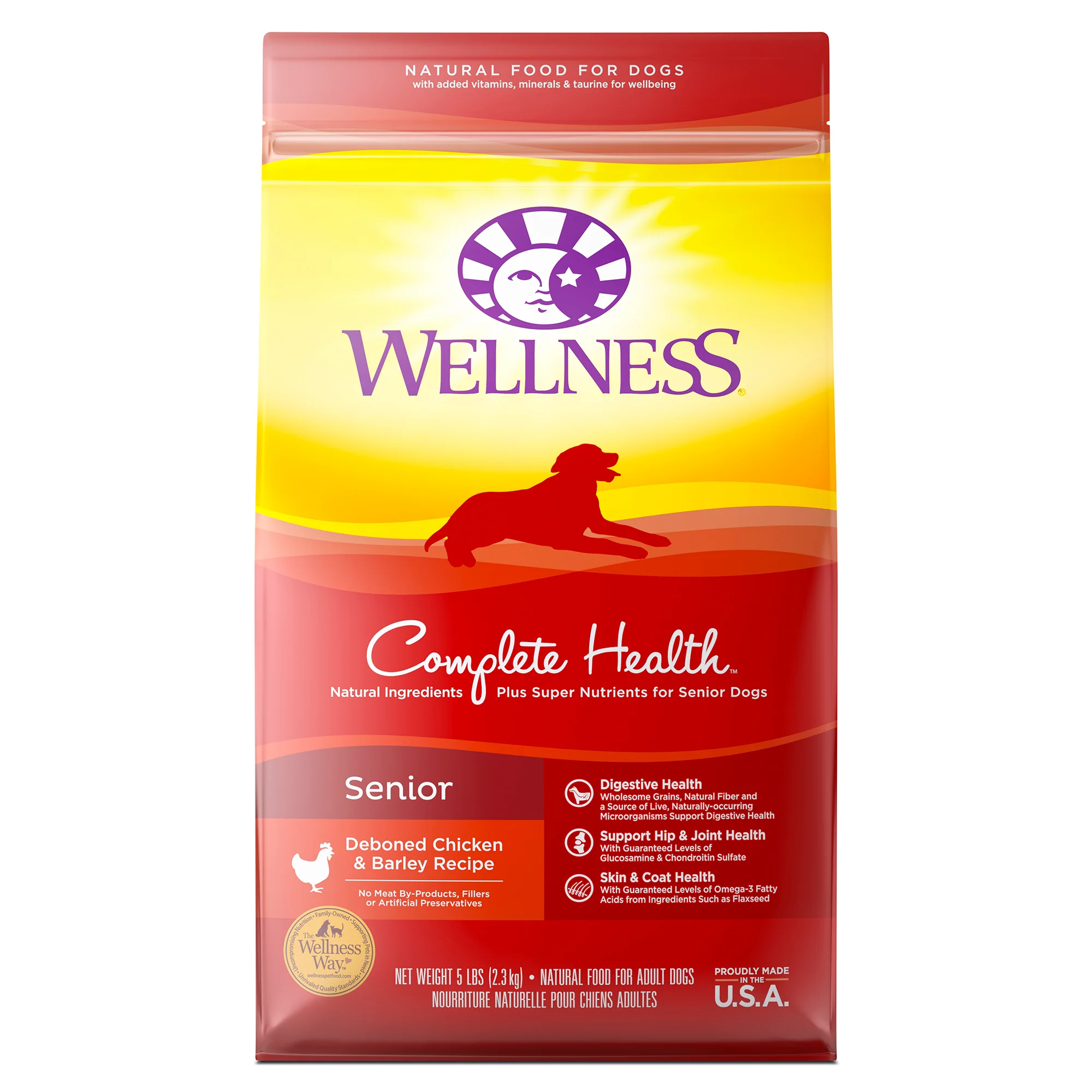 Wellness Complete Health Natural Dry Senior Dog Food Chicken & Barley 5lb Bag - Image 1