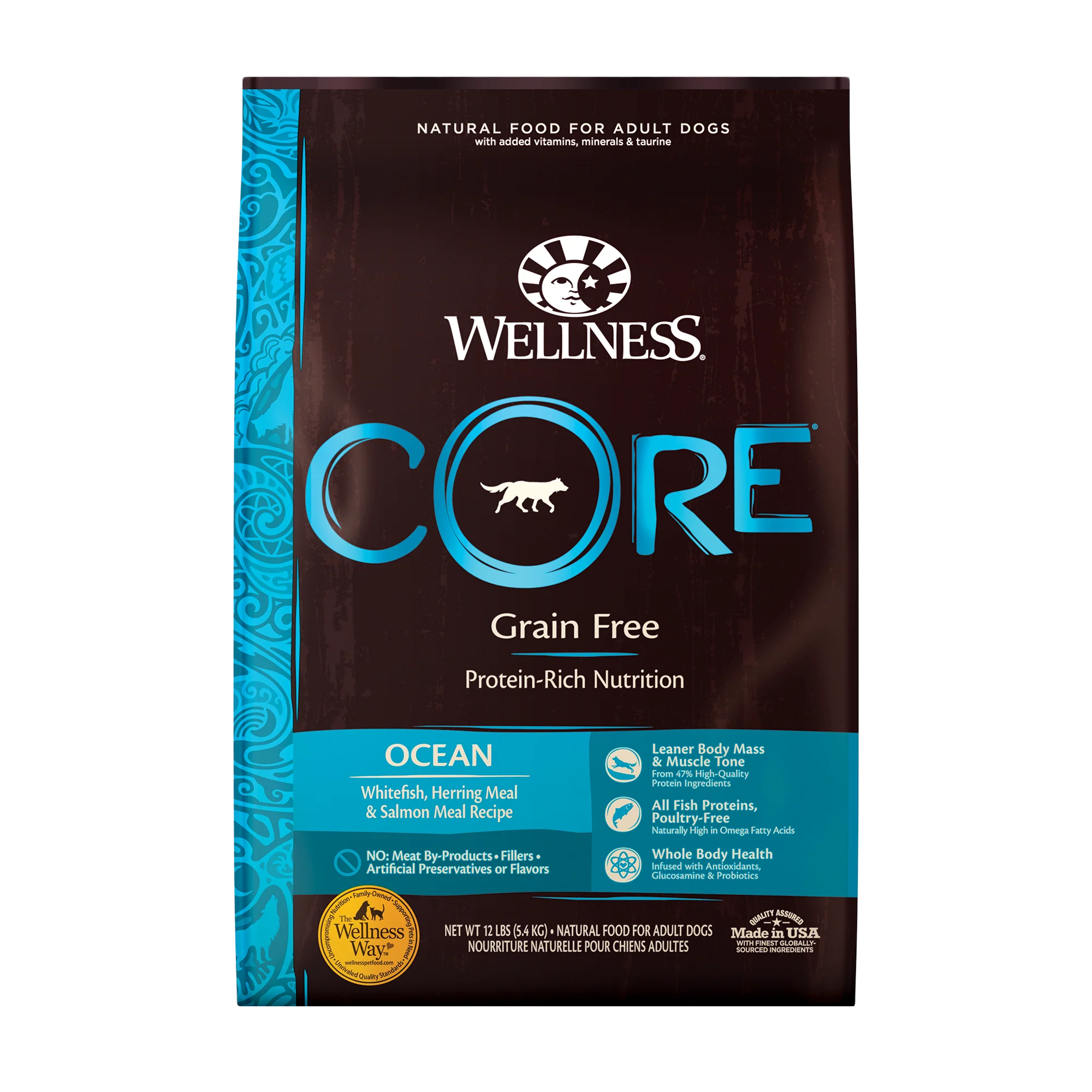 Wellness CORE Natural Grain Free Dry Dog Food Ocean Whitefish Herring & Salmon 12lb Bag - Image 1