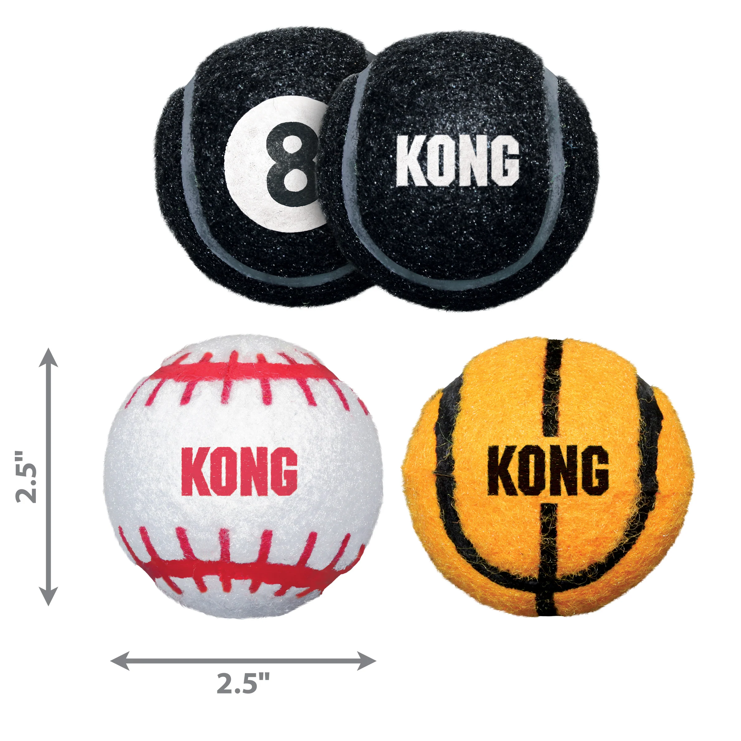 Kong Dog Toy Sport Balls 3pk Medium Assorted - Image 1