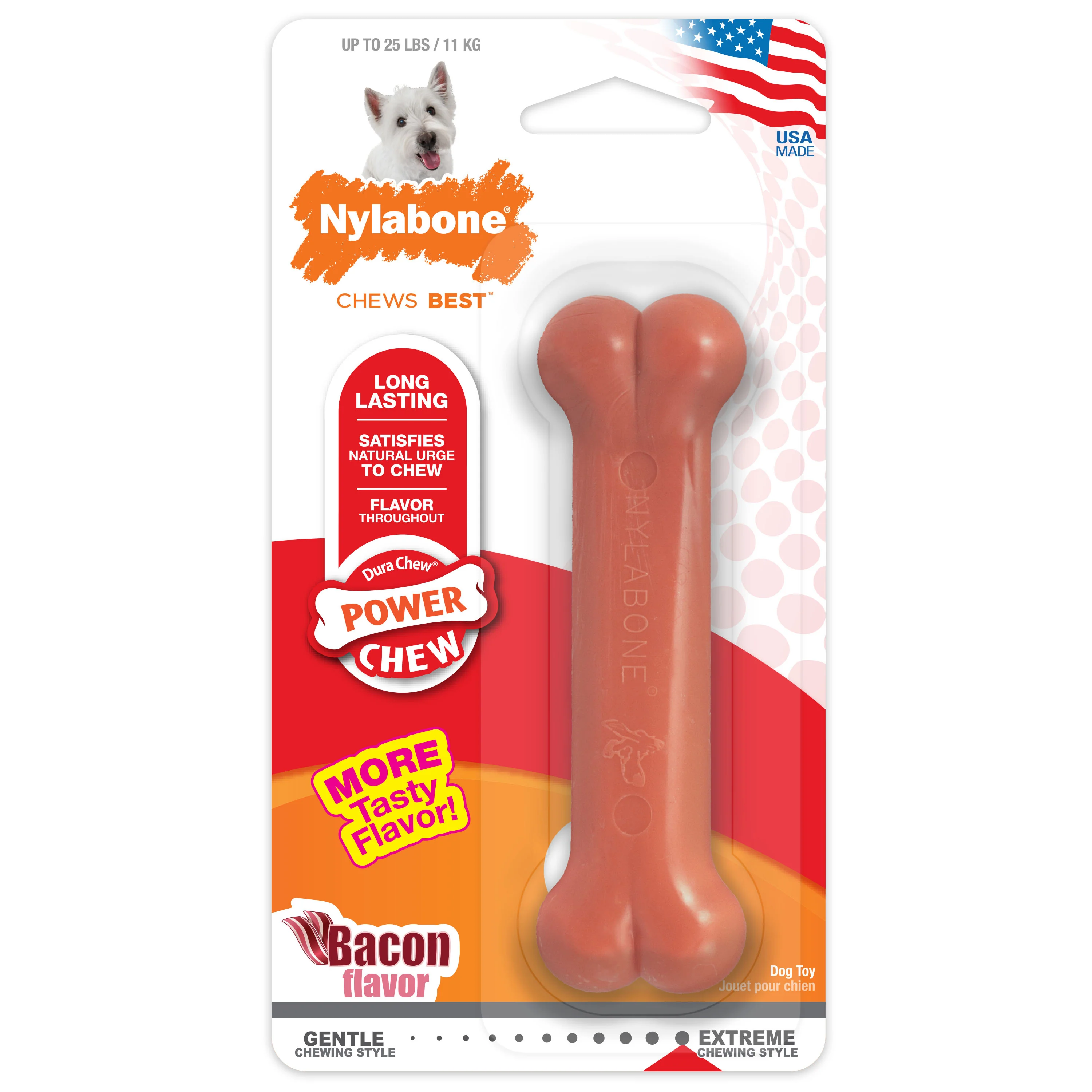 Nylabone Power Chew Dog Toy Bacon Small/Regular - Image 1