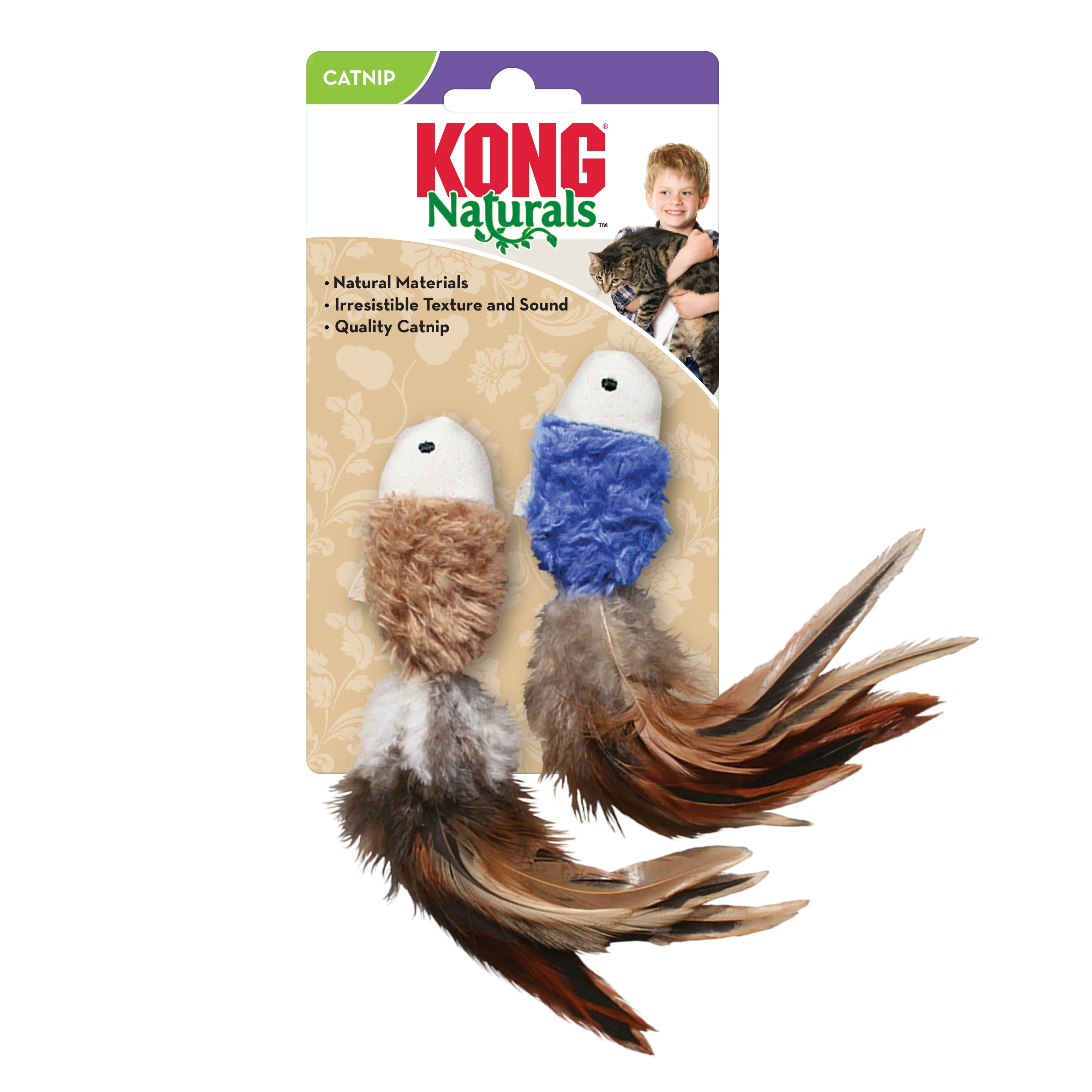 Kong Cat Toy Naturals Crinkle Fish 2-pk - Image 1