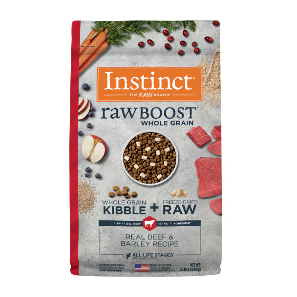 Instinct Raw Boost Whole Grain Real Beef & Barley Recipe Dry Dog Food 20lb Bag - Image 1