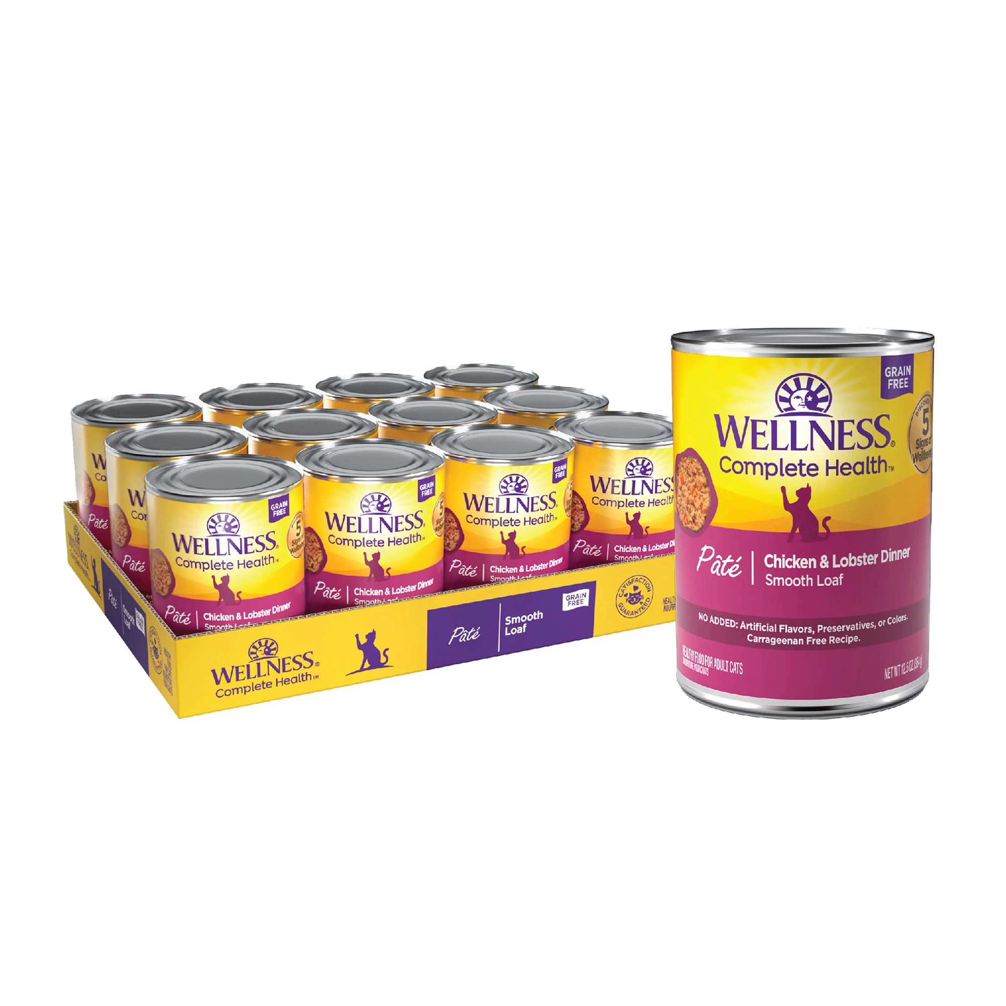 Wellness Complete Health Natural Grain Free Wet Canned Cat Food Chicken & Lobster Pate 12.5oz Can - Image 1